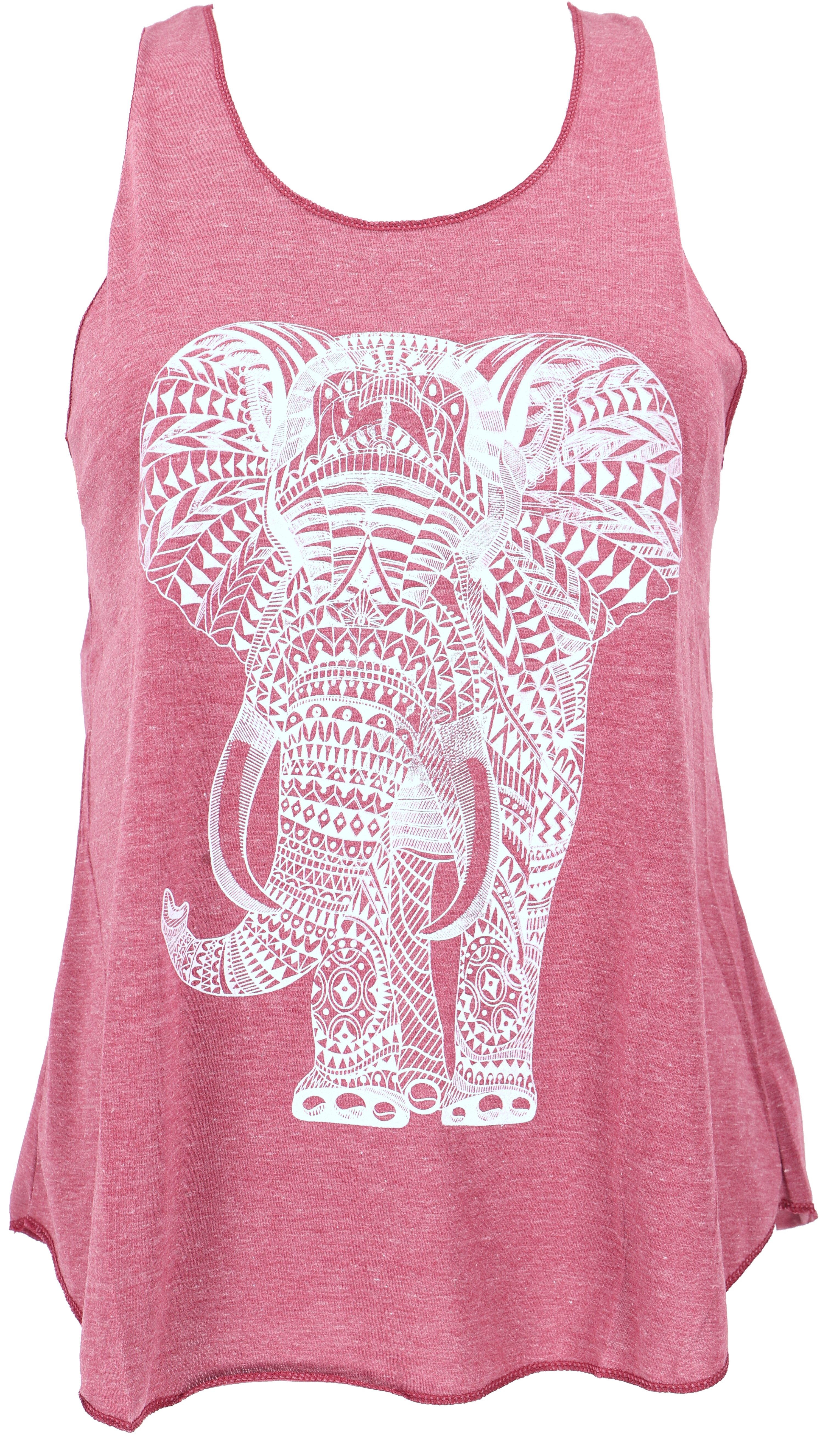 Guru-Shop T-Shirt Tanktop mit Elefant Retrodruck, Yogatop - malve Festival, Ethno Style, Hippie, alternative Bekleidung