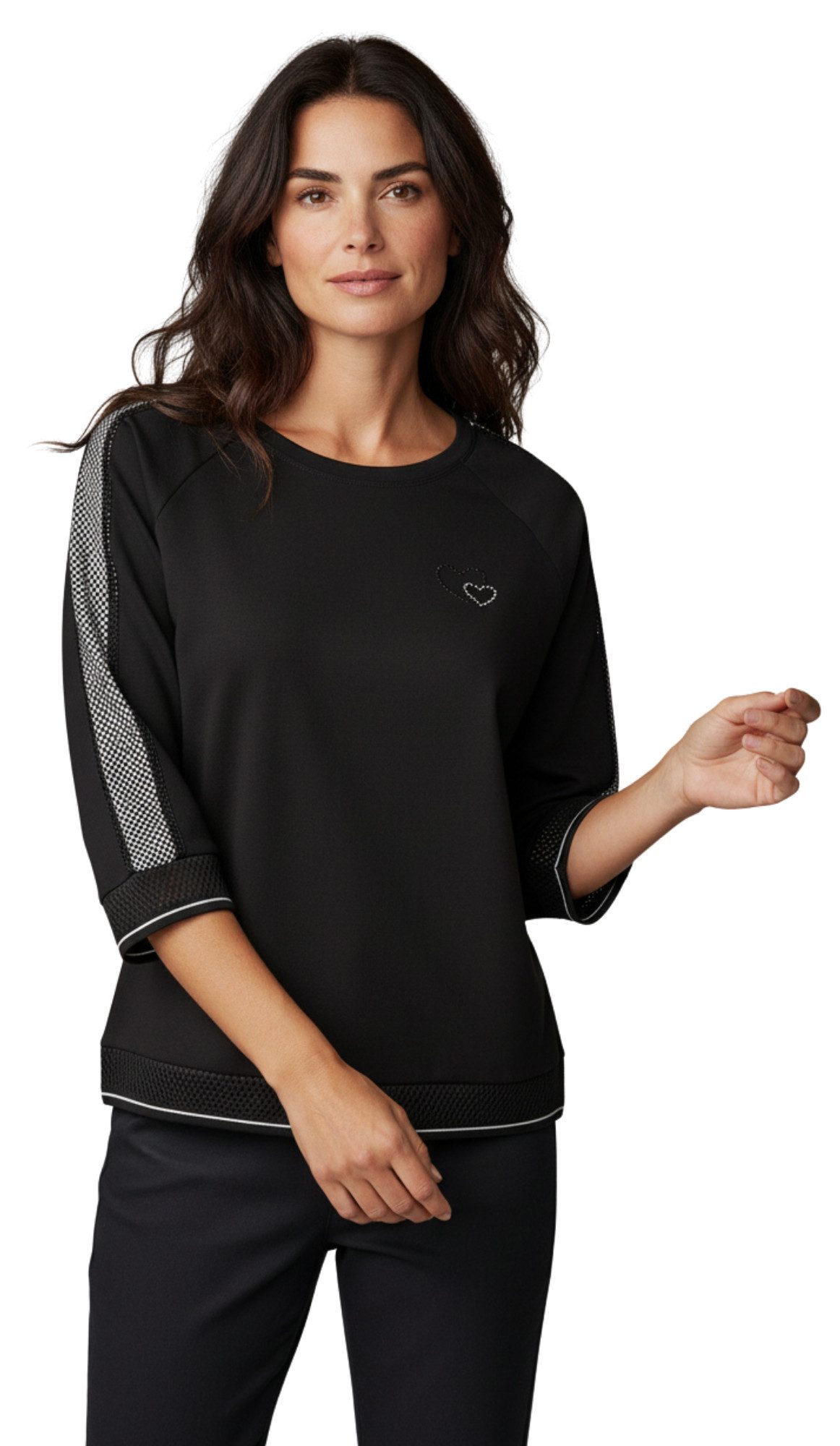 Estefania for woman Sweatshirt Estefania for woman, 197-1110 Netzeinsatz Ärmel