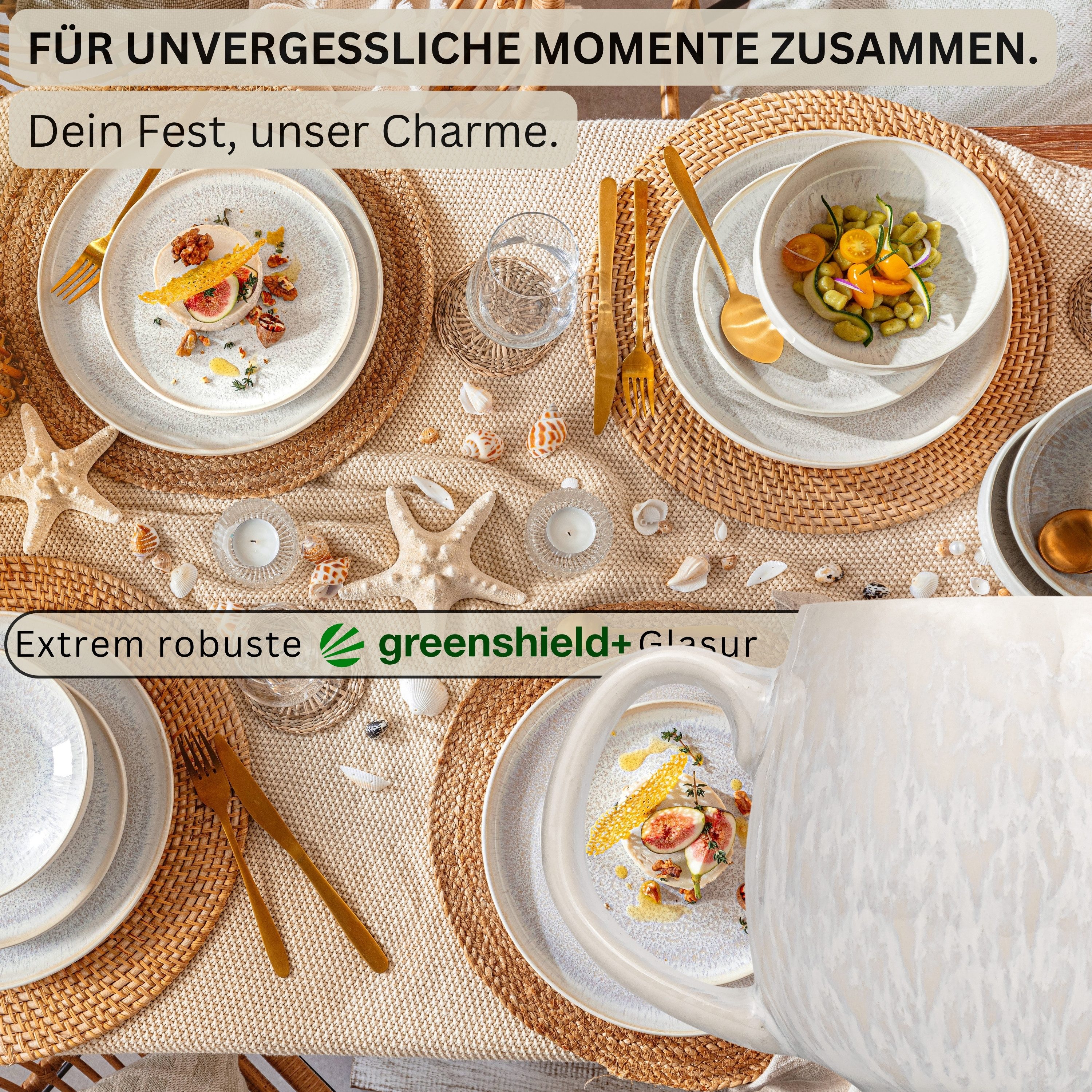 SÄNGER Becher Korfu Kaffeebecher Set (4-teilig), 4-tlg., Steingut, 150ml, Creme Farben, Handmade, Premium Collection – Bild 3 von 5