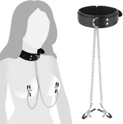 MAVURA Erotik-Halsband »Fetish Einstellbare BDSM Bondage Fetisch Nippel Spiel Klemmen«, Metallkette Brustklemmen mit Halsband