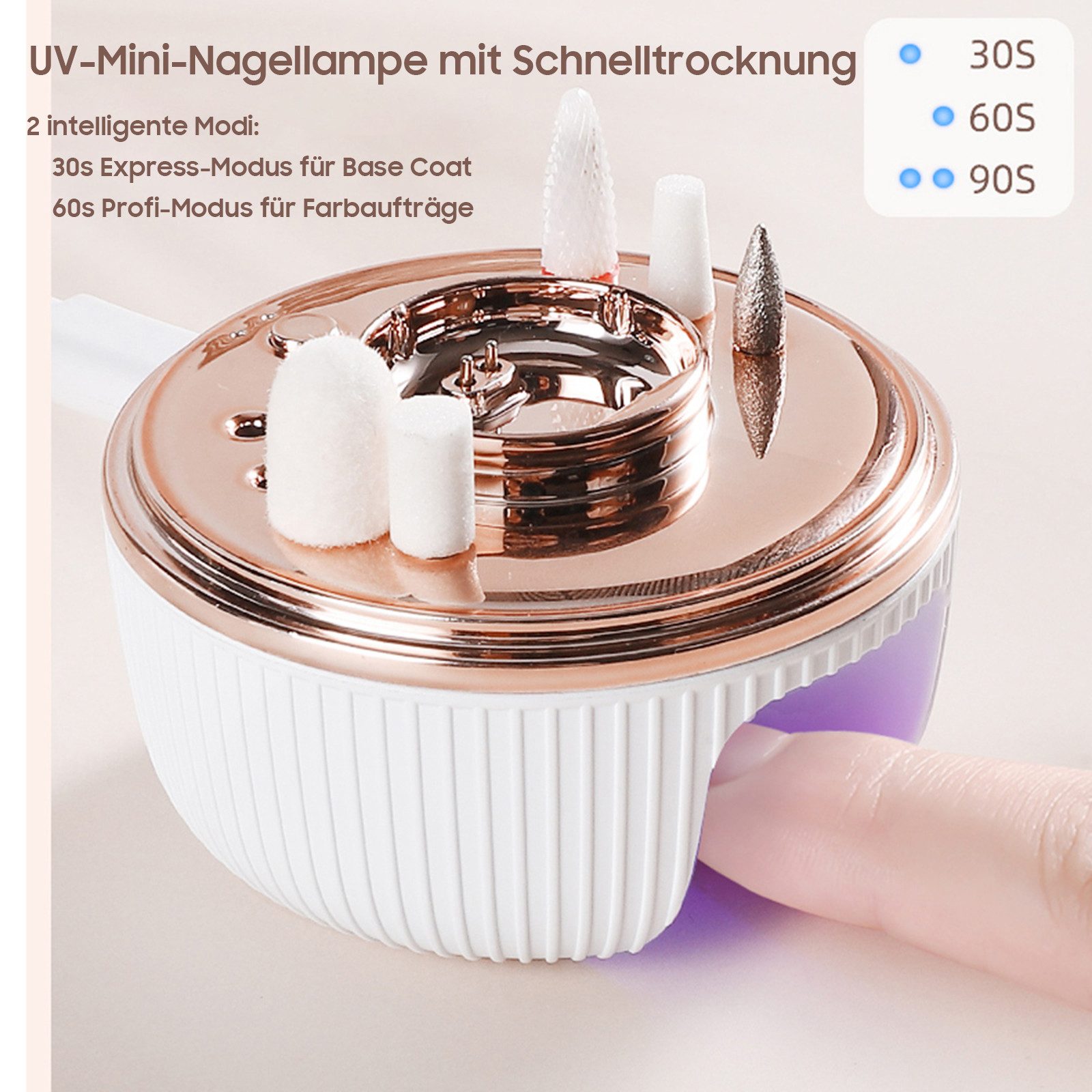 AIMAX Maniküre-Pediküre-Set 2 in 1 Nagelfräser Kabellos Elektrische Nail Drill + UV Lampe, Nagelfeile Elektrisch für Anfänger Fräser Gelnägel und Acrylgel
