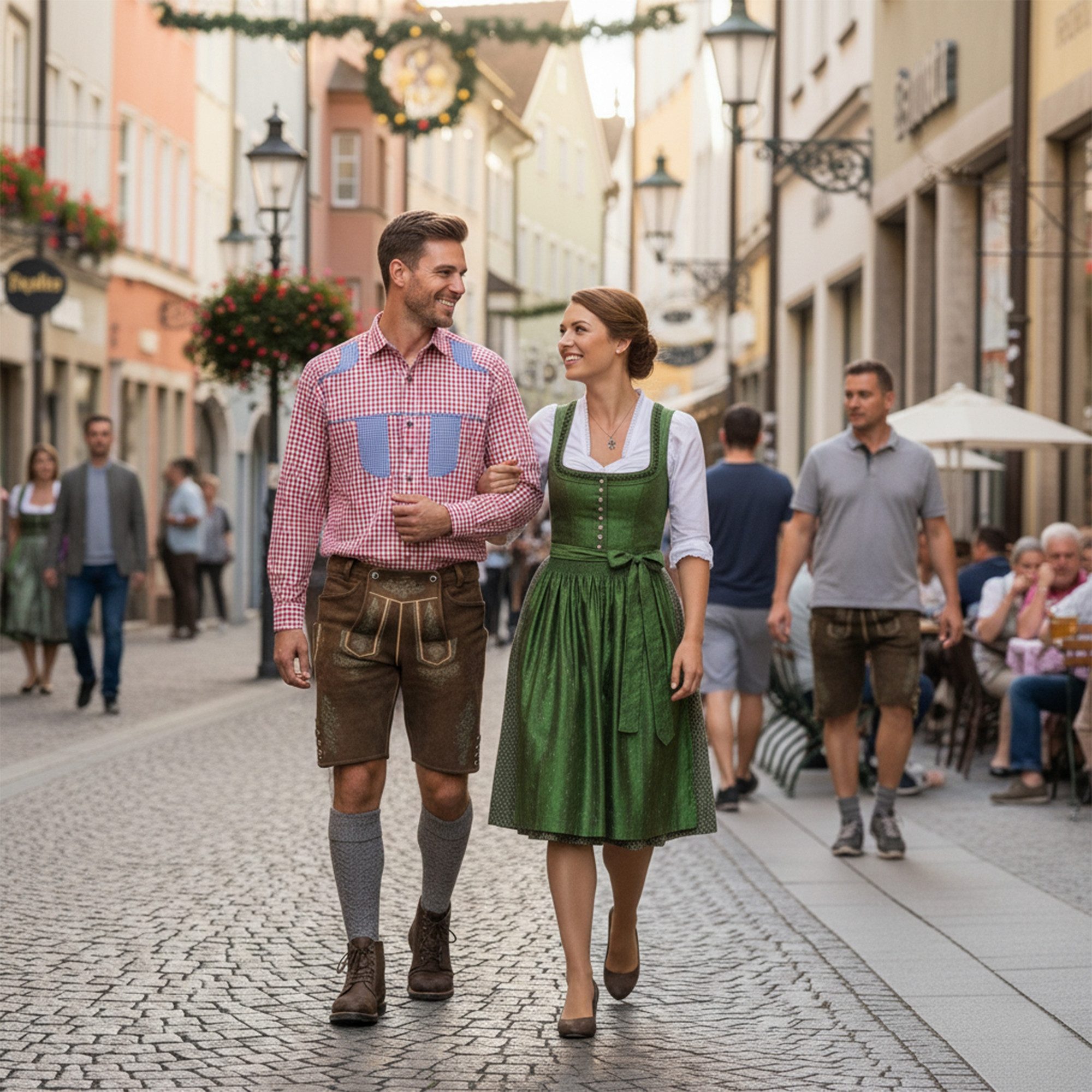 German Wear Trachtenhemd GW1242 Red Bayerisches Karo Trachtenhemd für Trachtenlederhose
