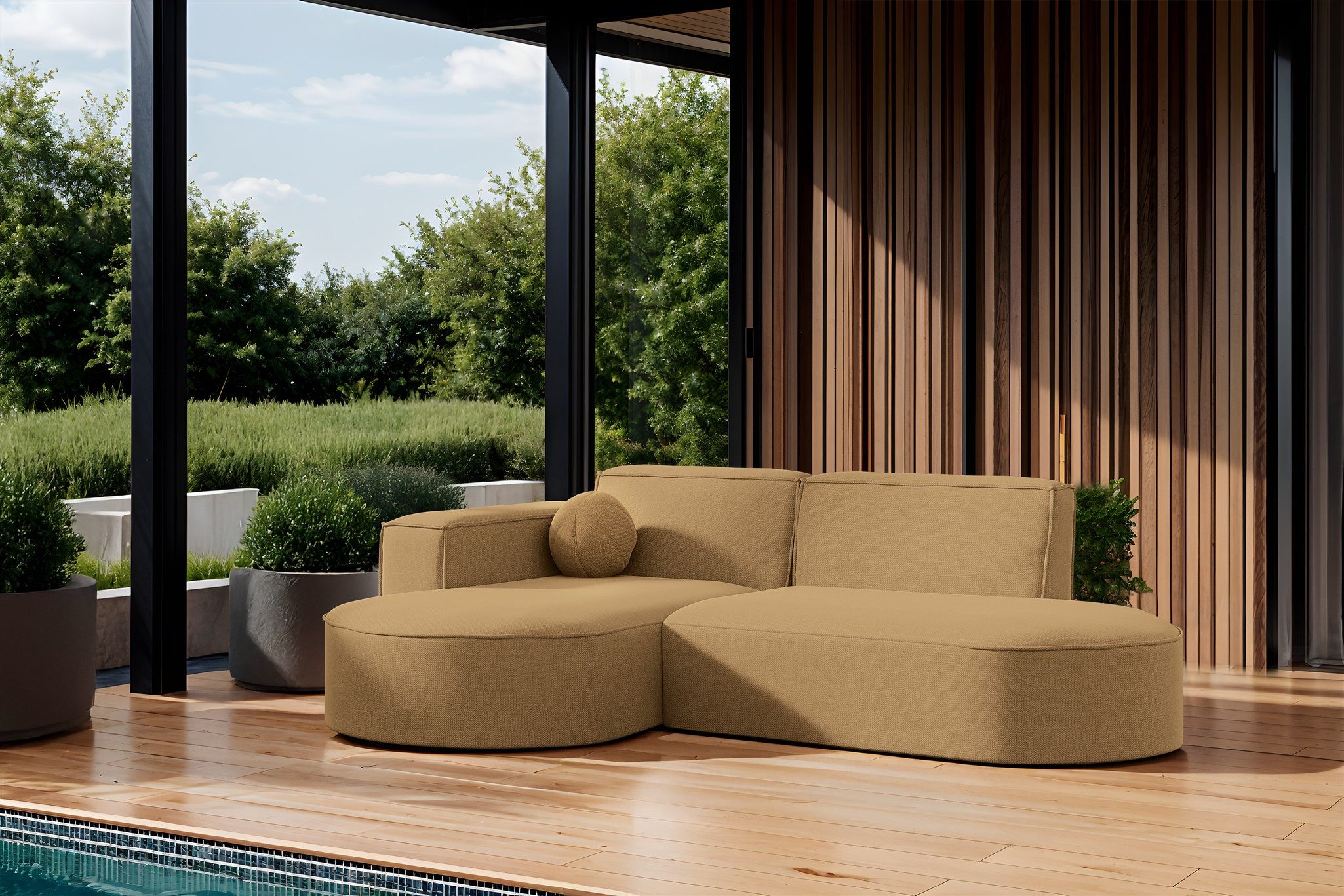 Fun Möbel Loungesofa Gartenmöbel Gartensofa Ecksofa FUN FEDRA XS, inkl. 1 Zierkissen, Wetterfester Stoff