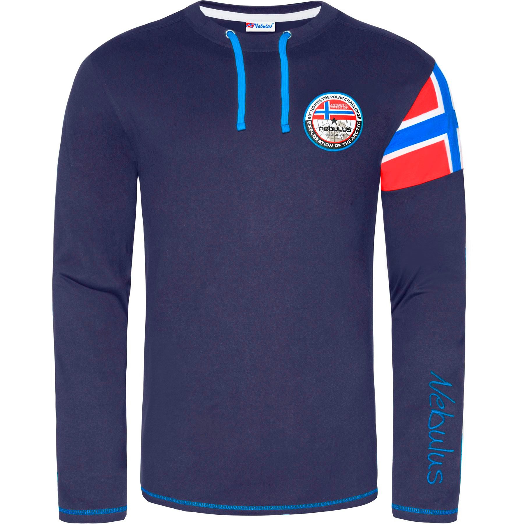 Nebulus Langarmshirt FRERK, P6672 - Herren, navy-kobalt, 3XL