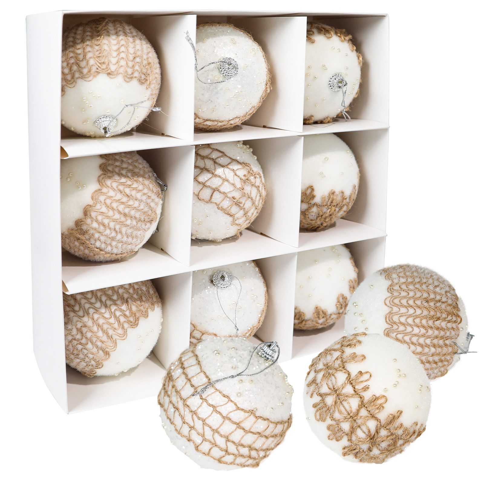 M&W DAS DESIGN Weihnachtsbaumkugel Christbaumschmuck Weiß Mini Outdoor Weihnachten 8CM