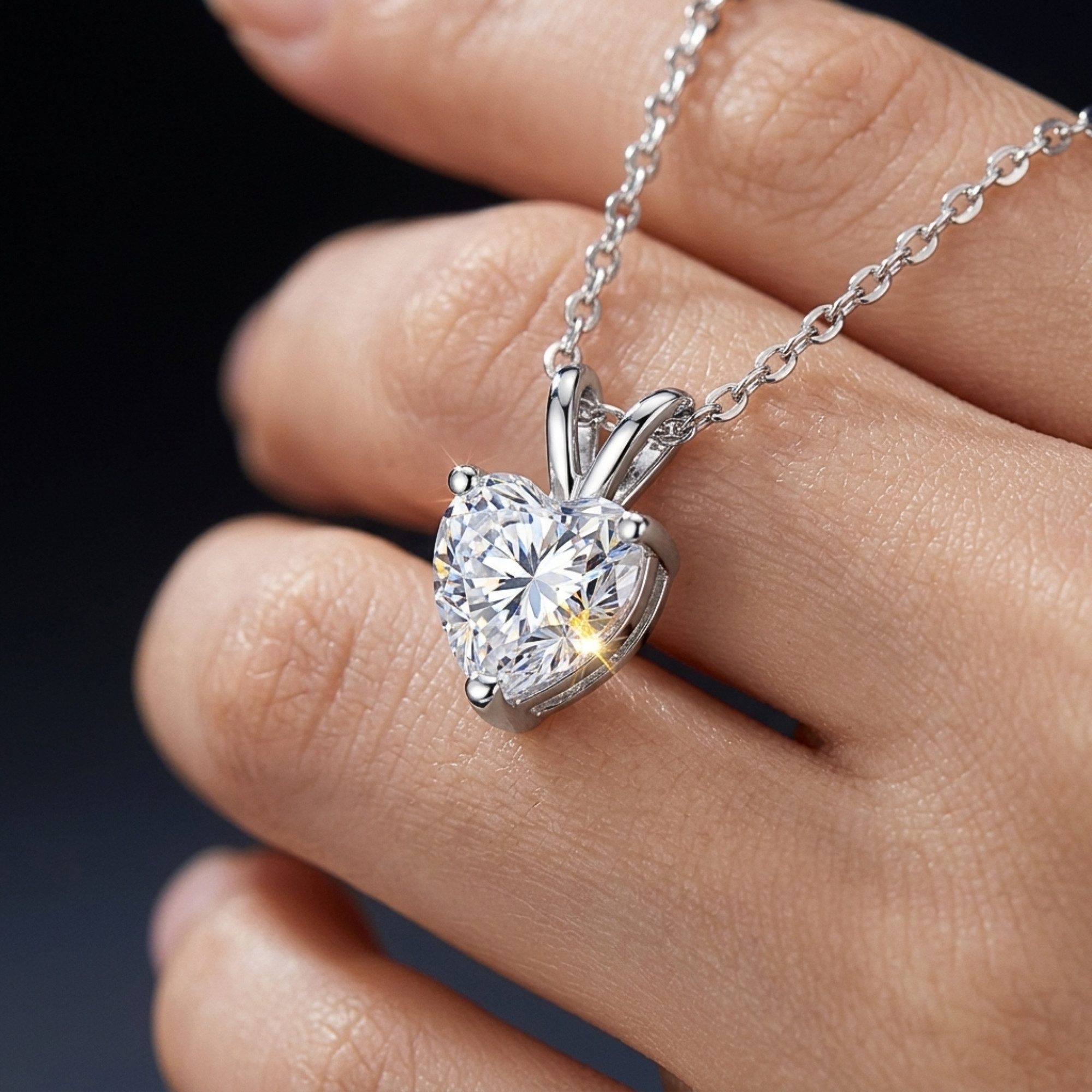 UNIQAL.de Silberkette 925 mit Moissanit 3,0 Karat – Solitaire Diamant Anhänger Optik (Silberkette mit Solitaire Moissanit Anhänger, 925 Sterling Silber weißgold oder 14K gold veredelt, inkl. Luxuriöse Schmuck Geschenkbox), Moissanit VVS1 Reinheit, GRA-Zertifikat, Halskette Geschenk für Damen