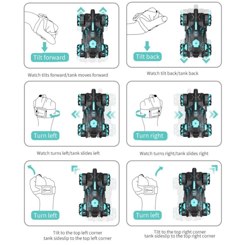 FOSMET RC Buggy RC Car, RC Toy Car for Kids with Water Bombs & Fog, Gift (Race Car Set with Remote Control and Accessories, Includes Accessories for Exciting Races and Precise Shooting Actions), 2-in-1 RC Buggy, 3 Driving Modes, 2.4GHz Glove Control, 4WD, 30° Ramp