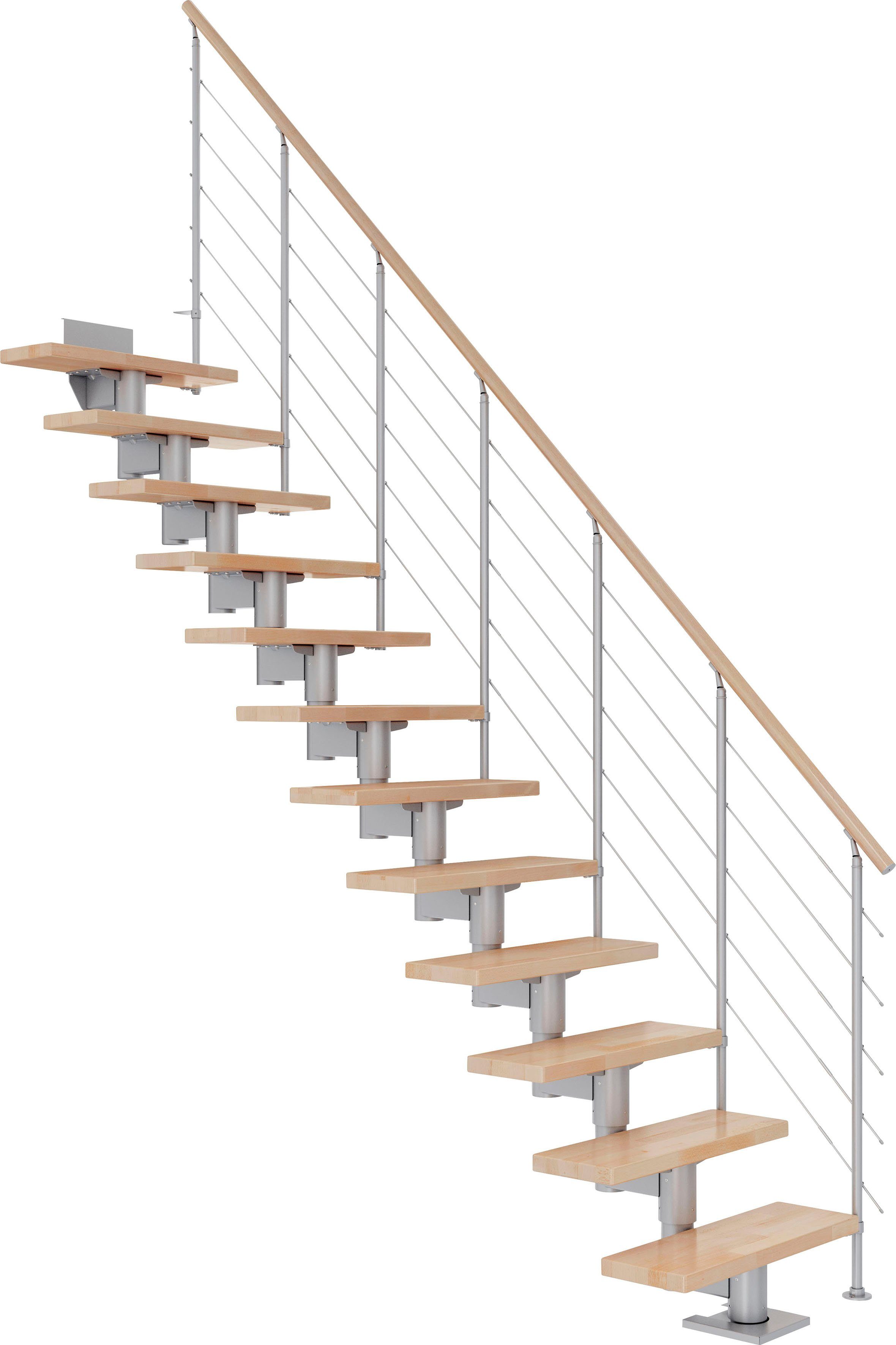 Dolle Mittelholmtreppe Cork, für Geschosshöhen bis 337 cm, Stufen offen, Buche/Metall