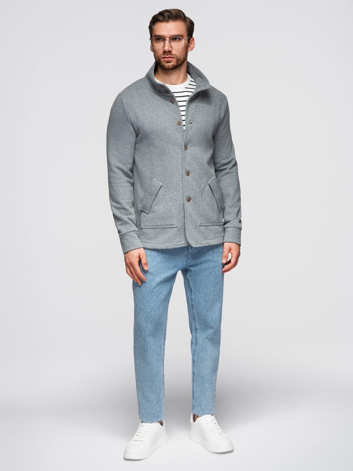 OMBRE Sweatjacke Herren-Sweatshirt mit Knopfleiste und Stehkragen günstig online kaufen
