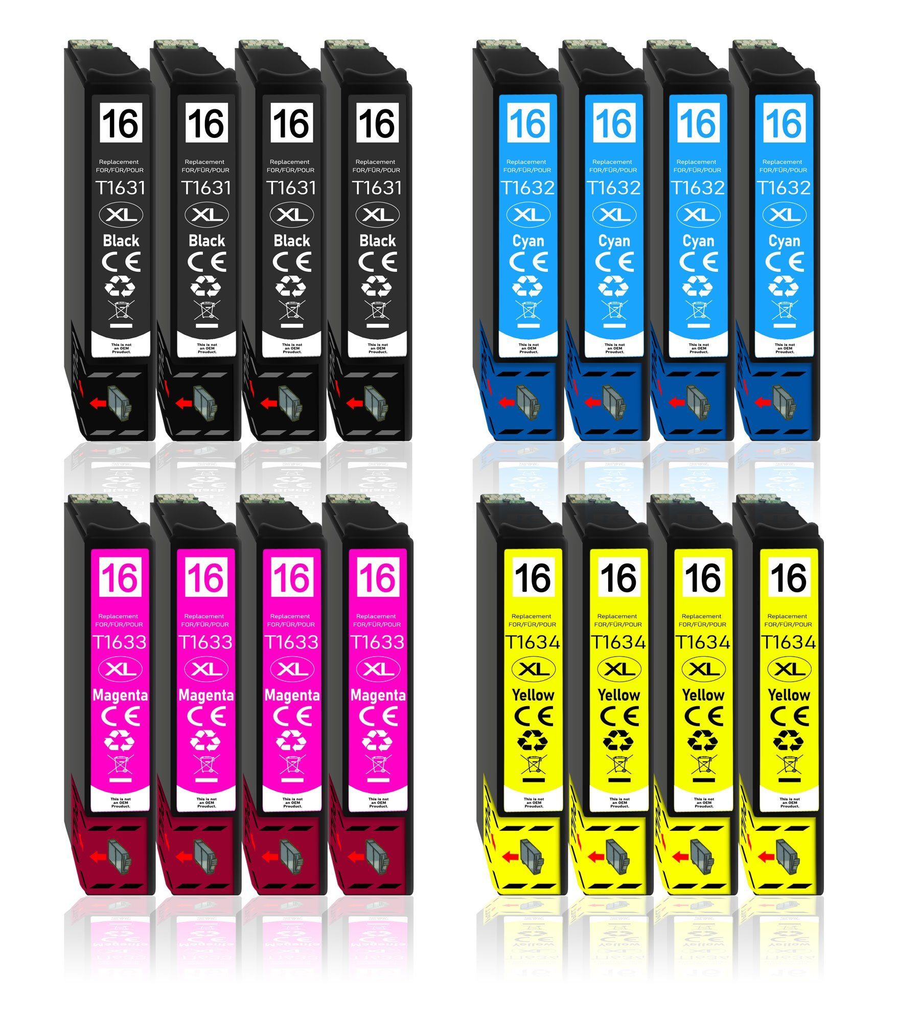 16er Multipack für Epson 16XL Tintenpatronen Set Tintenpatrone