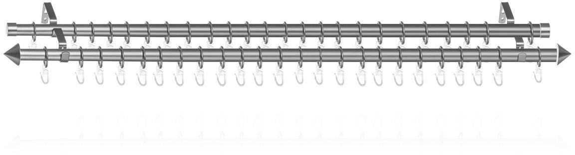 Gardinenstange Gardinenstange Kegel, 20 130 Ø LICHTBLICK Gardinen Zweiläufige und läufig mit 2-läufig, 240 ausziehbar, 20 Chrom, - 2 mm, mm, cm Ringen Metall, ausziehbar, Vorhangstange ORIGINAL, Stores. für