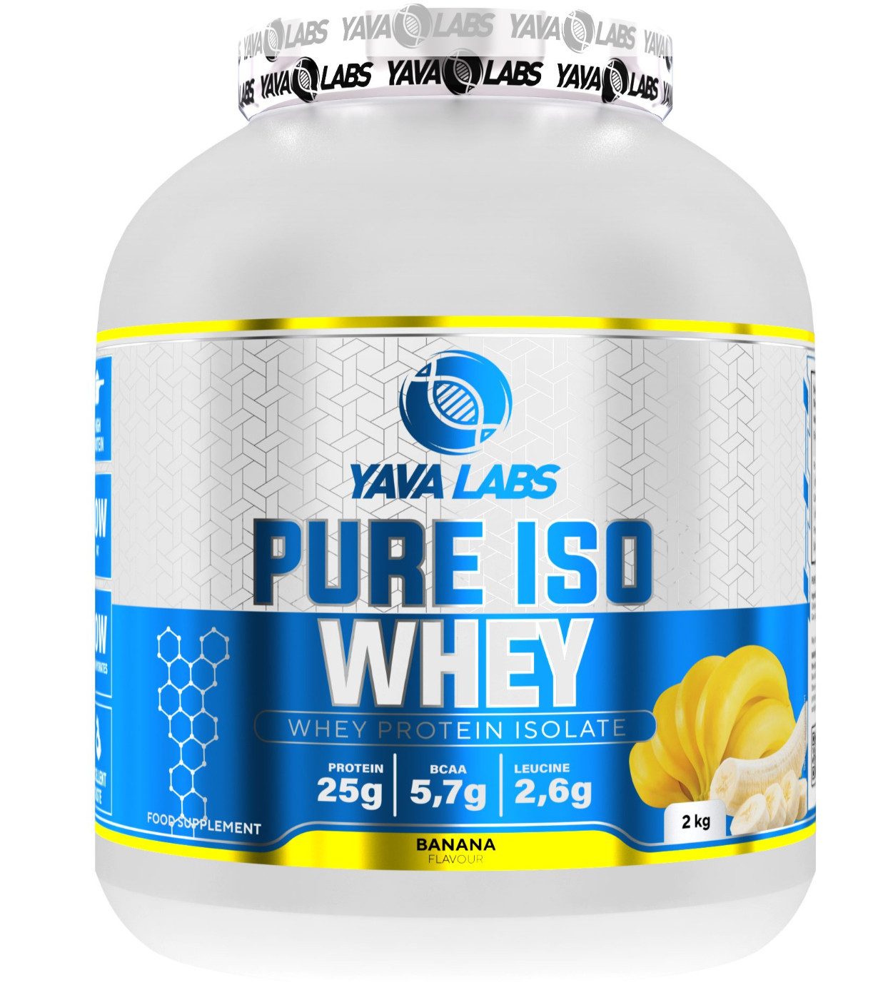 YAVA LABS® Pure ISO Whey 2kg Banana Pulver Protein Isolat Pulver
