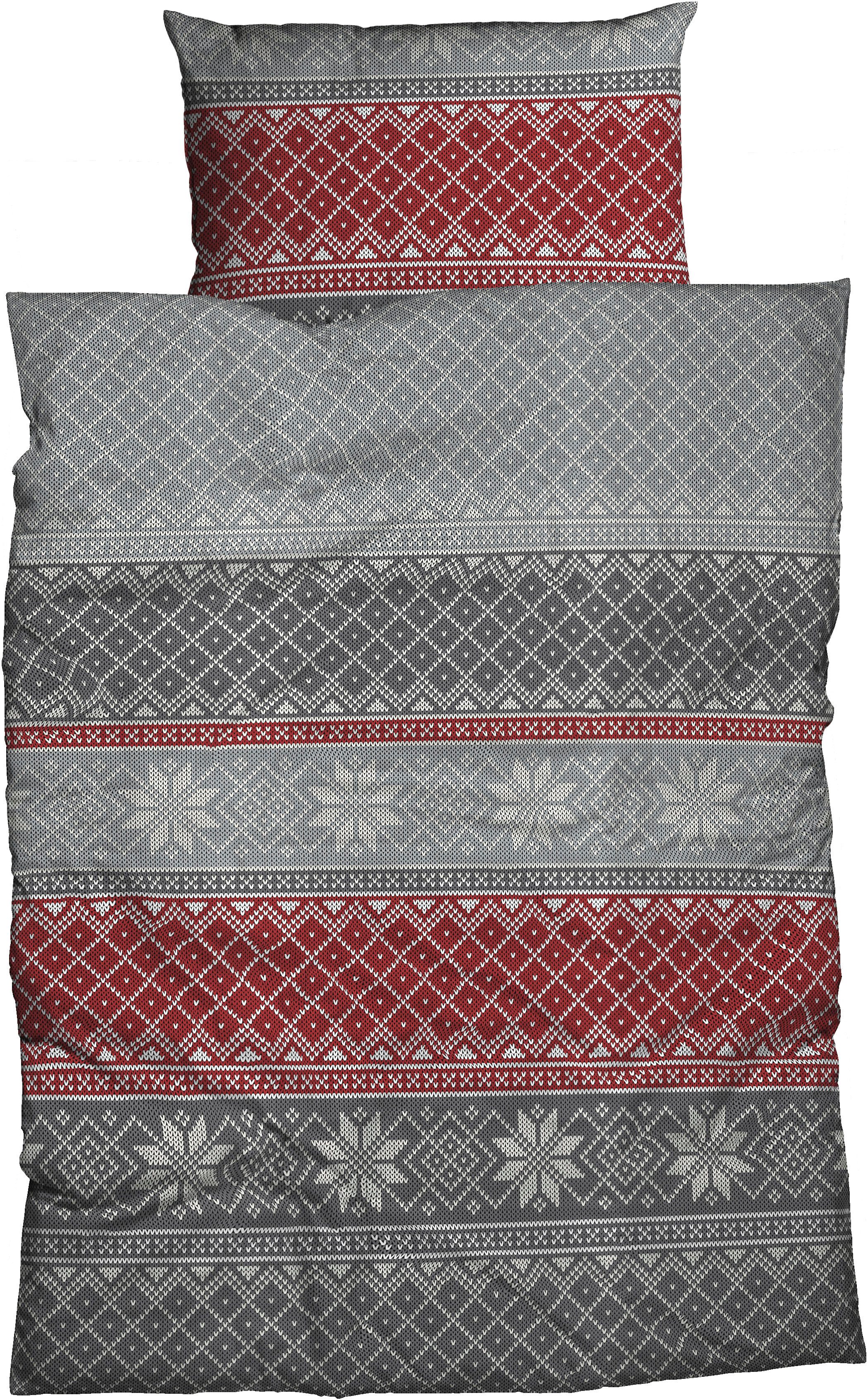 CASATEX Bettwäsche Moldau, Biber, 3 teilig, norwegisches Muster, Schneekris günstig online kaufen