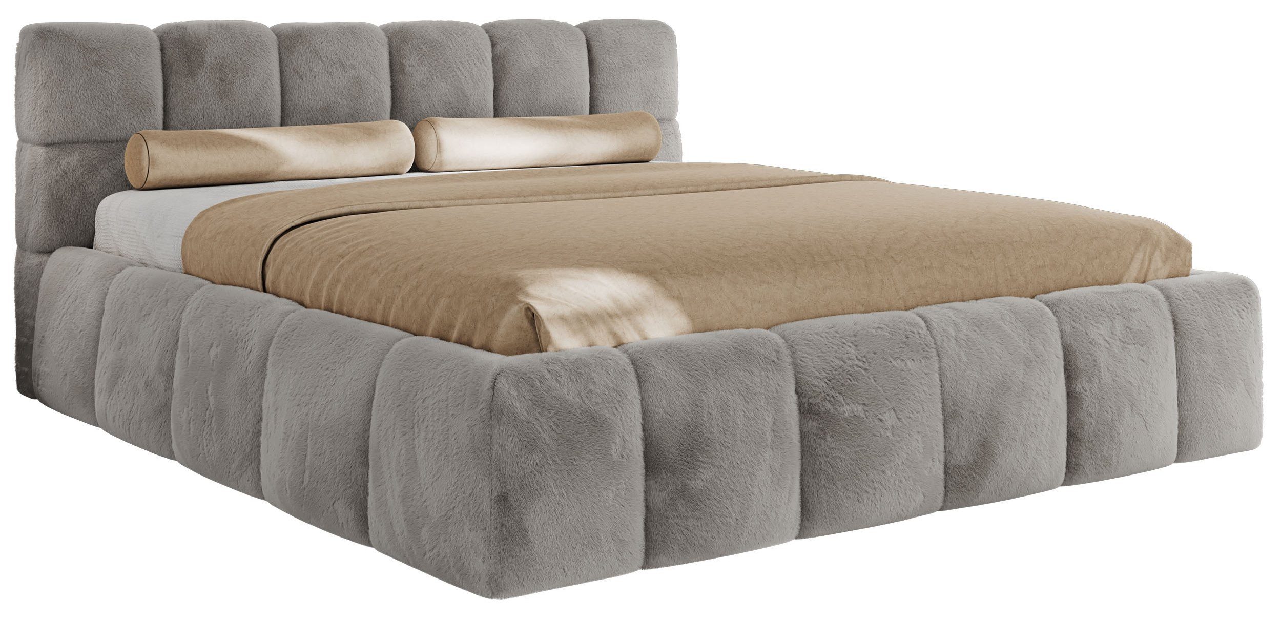 MKS MÖBEL Polsterbett NIRA Classic (Designerbett mit Bettkasten, skulpturale Polster), Lattenrost integriert, 140–200x200 cm