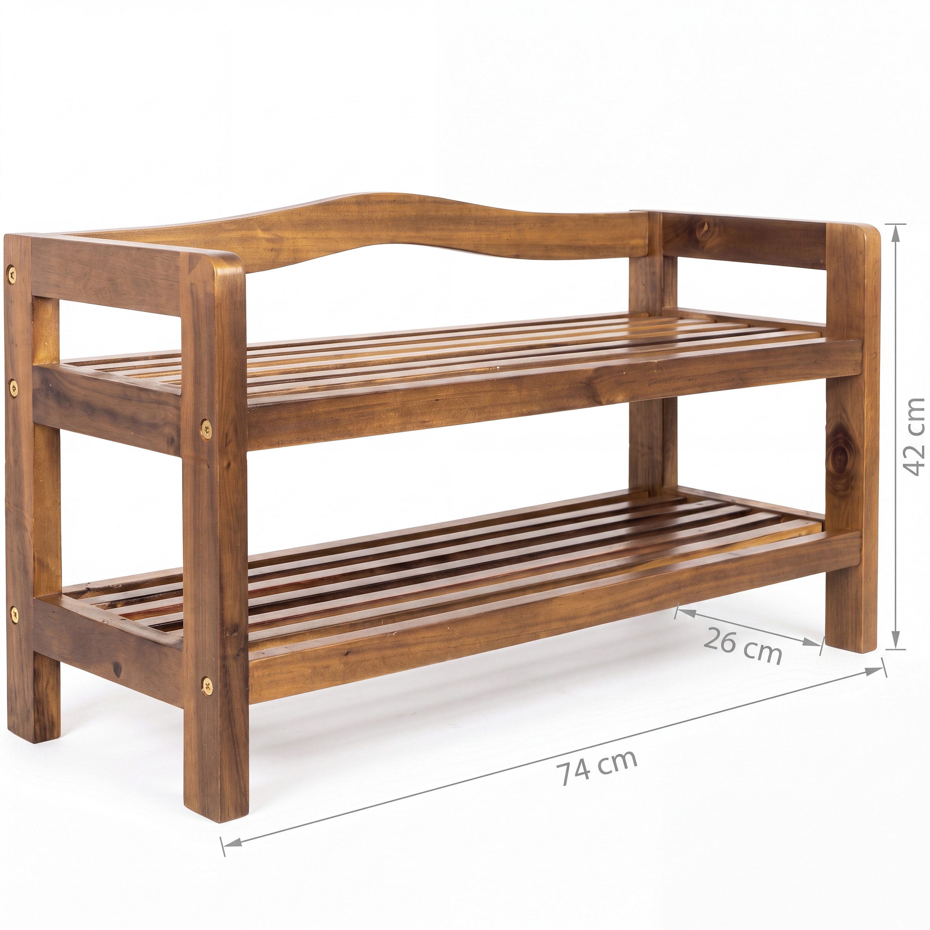 Casaria Schuhregal, mit 2 Ebenen 75x26x42cm FSC®-Zertifiziert Akazien Holz Bad Diele Flur