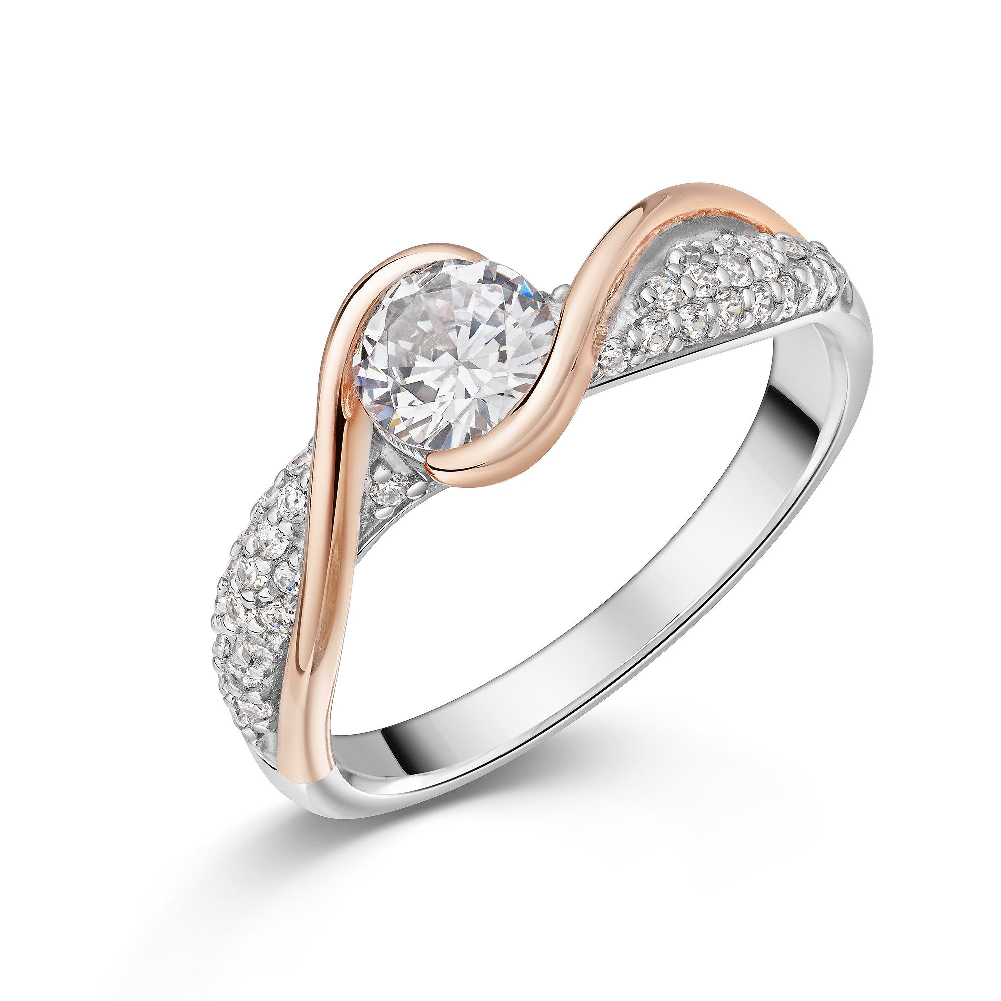 Fingerring Schmuck Geschenk Silber 925 Damenring Ring bicolor