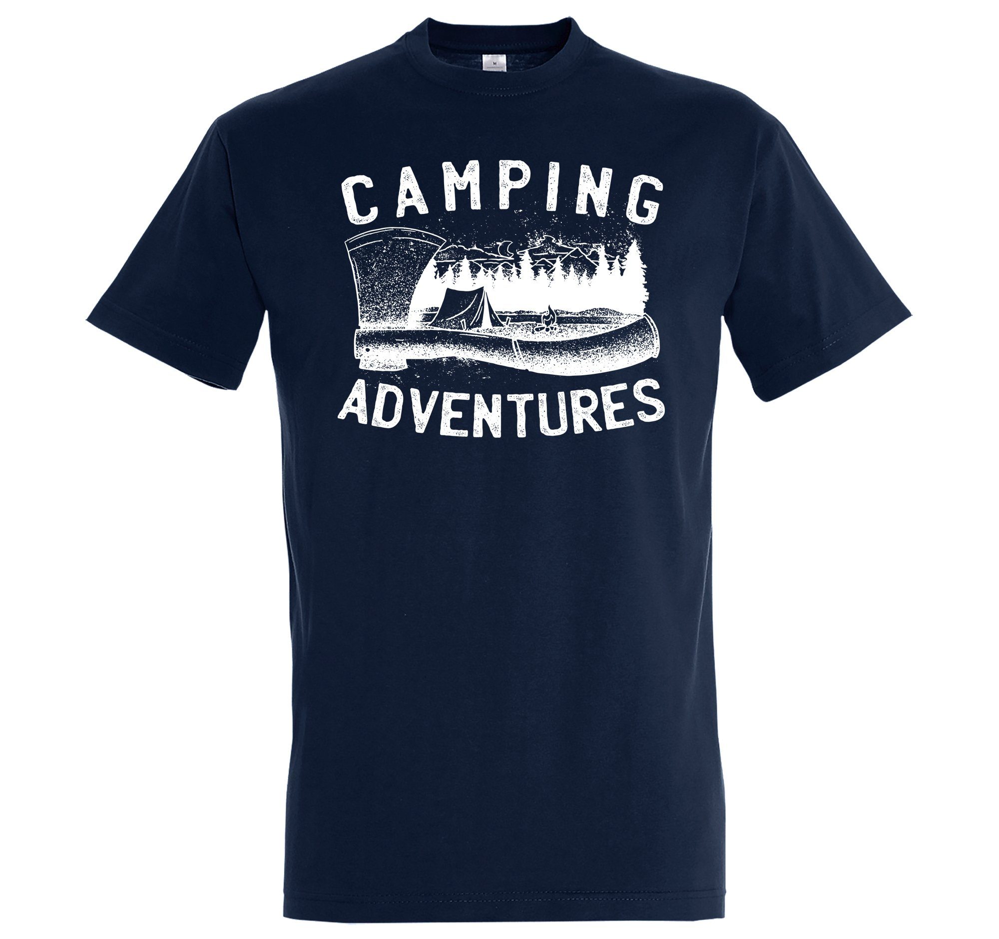 Youth Designz T-Shirt Camping Adventures Herren T-Shirt mit trendigem Frontprint Navyblau