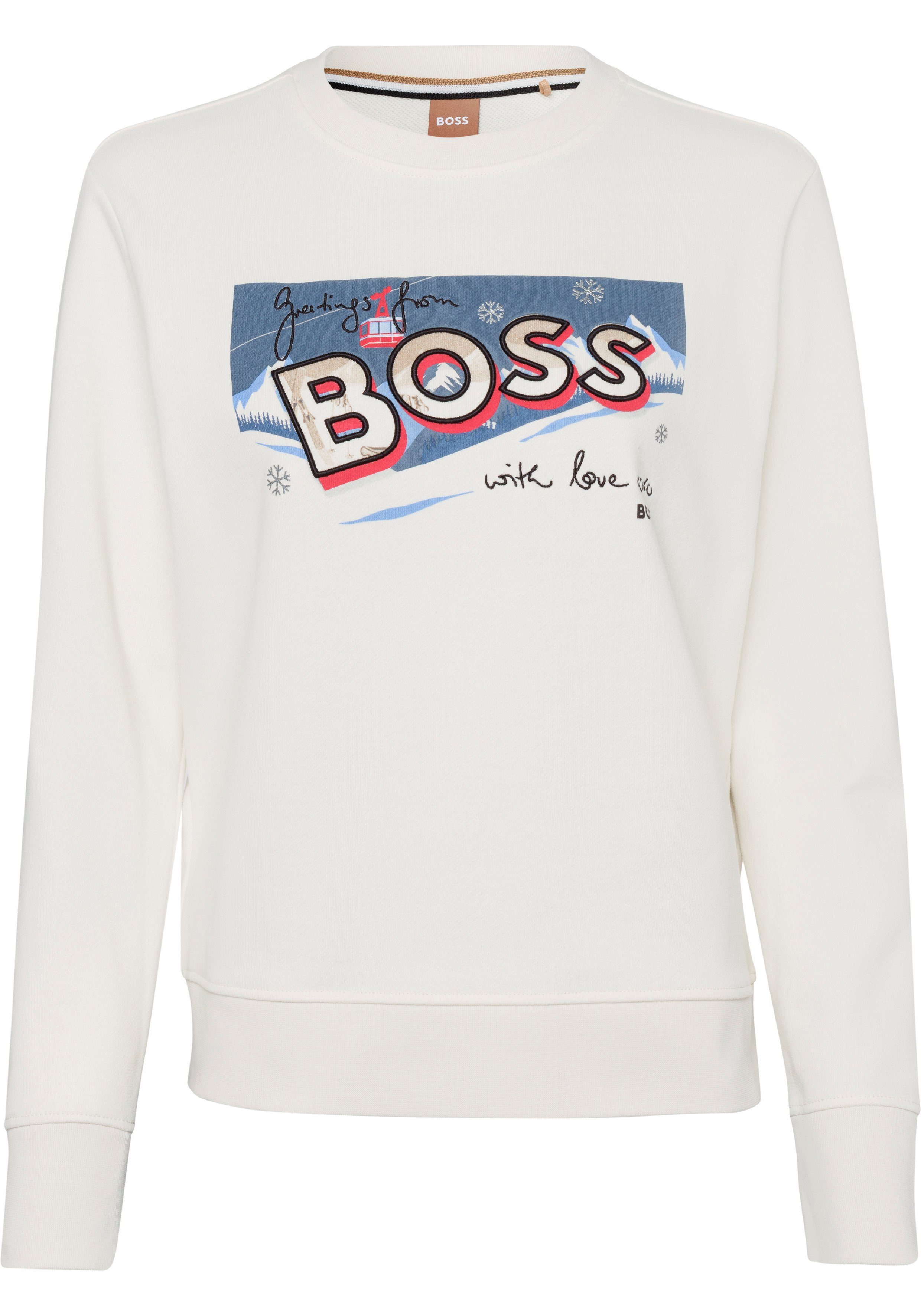 BOSS ORANGE Sweatshirt C_Elaboss_Motive (1-tlg) mit Statement-Spruch auf  der Brust