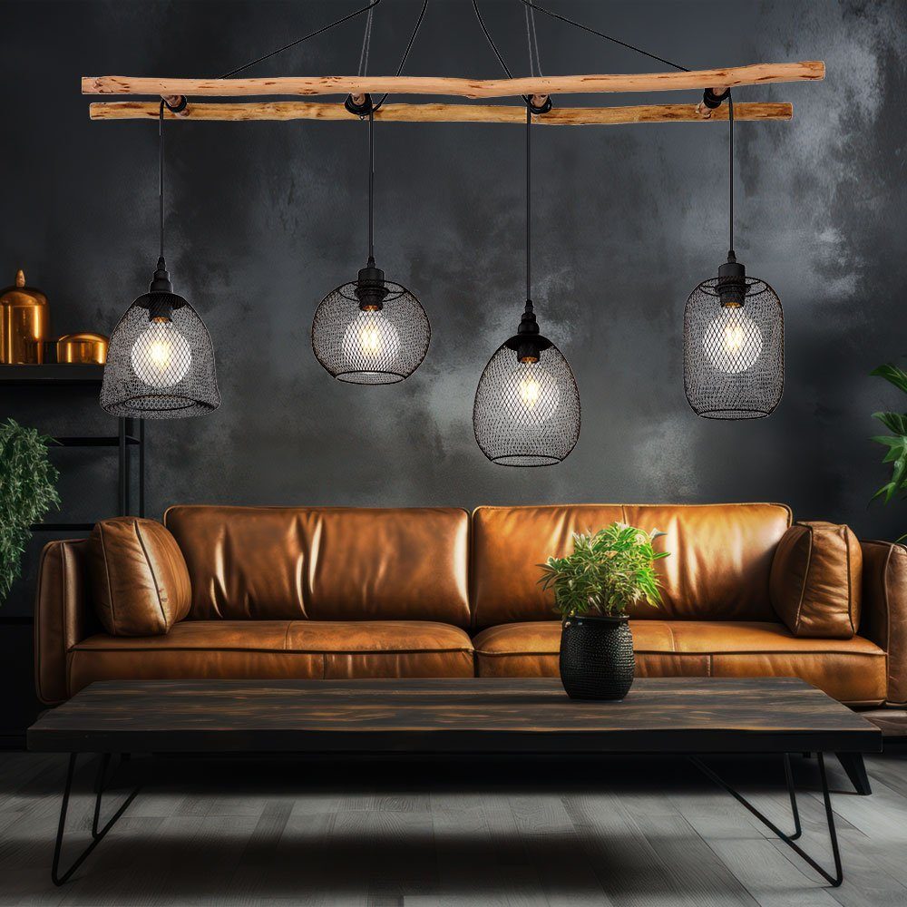 Hängeleuchte, Holz Decken Vintage Leuchte Warmweiß, Lampe Leiter Design Treppen Hänge etc-shop Pendel inklusive, Leuchtmittel