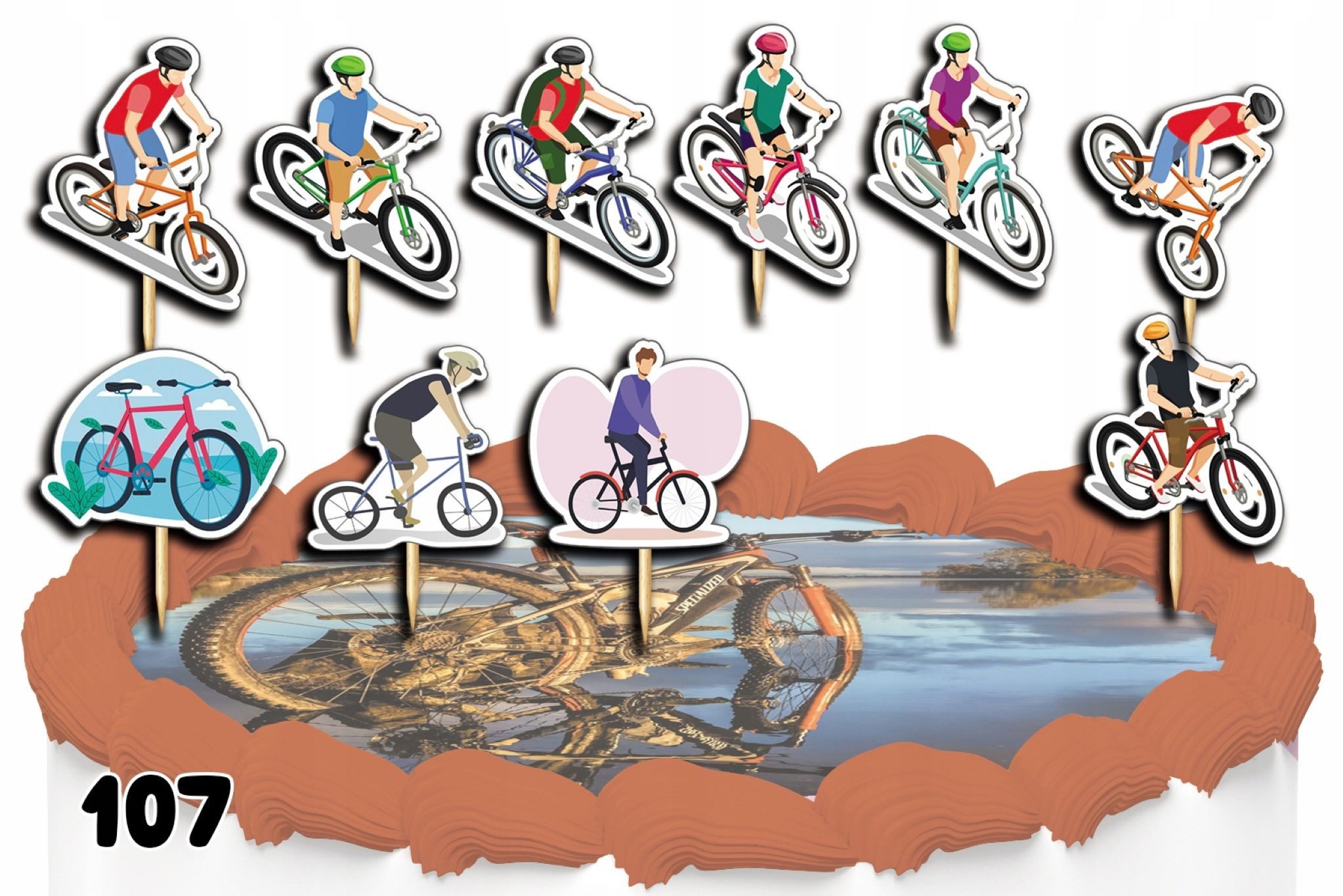 dodo, Topper 10x Tortendeko Topper Set - Fahrräder, Einzigartige Designs, Papier