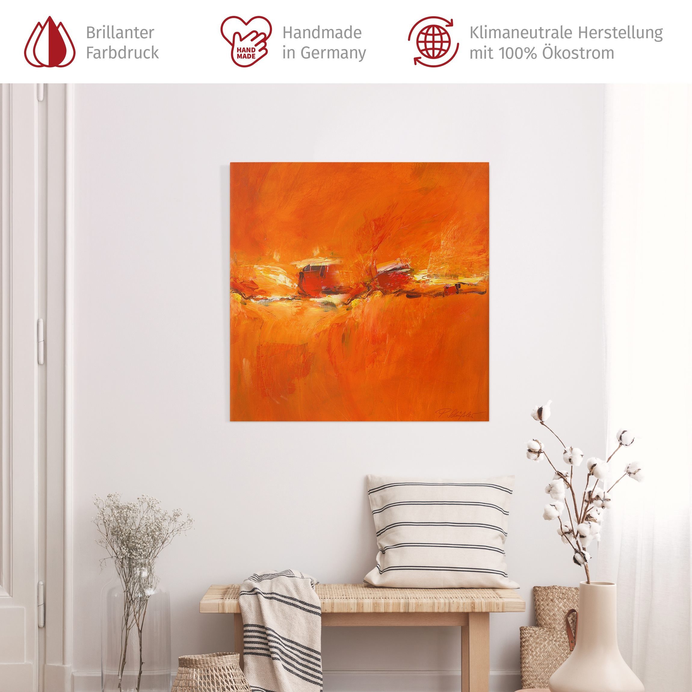 Bilderdepot24 Leinwandbild Kunstdruck Abstrakt Modern Komposition orange Bild auf Leinwand XXL, Wohnzimmer Schlafzimmer Küche Flur Wandbild Kunstkopie Wanddeko Druck
