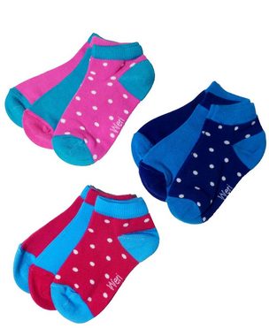 WERI SPEZIALS Strumpfhersteller GmbH Sneakersocken Kinder Sneakersocken 3-er Pack für Mädchen >Pünktchen< Baumwolle (Set) 3er-Pack