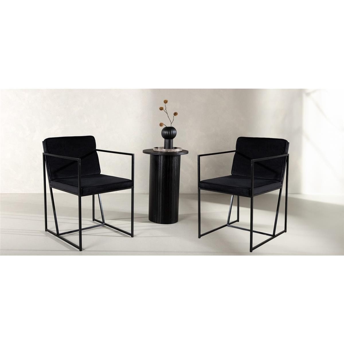 BOURGH Esszimmerstuhl RICHMOND 2er Set Esstischstühle - Stuhl in schwarz