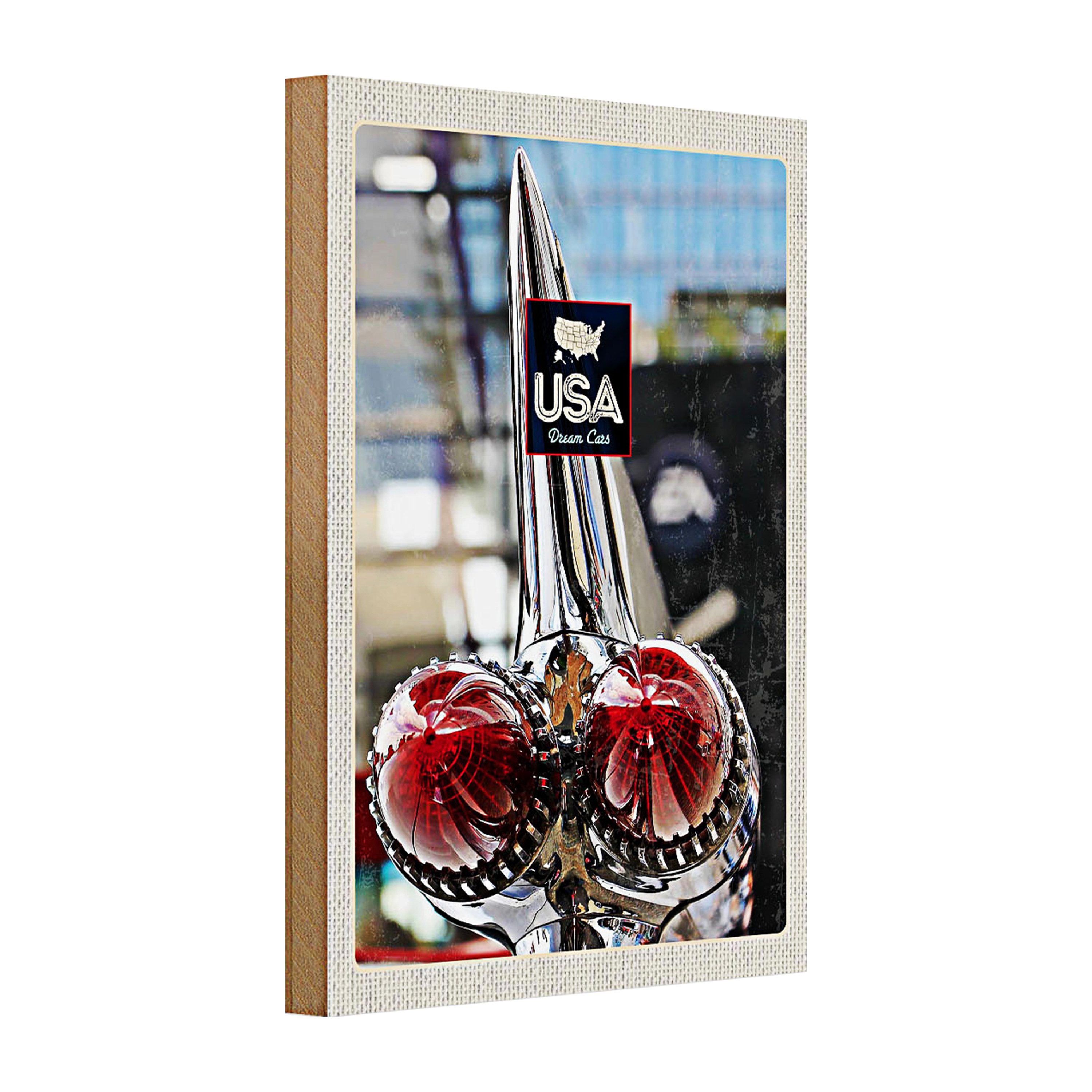 Roomando Holzbild Holzschild Reise 20x30cm Amerika Oldtimer 90er silber PKW