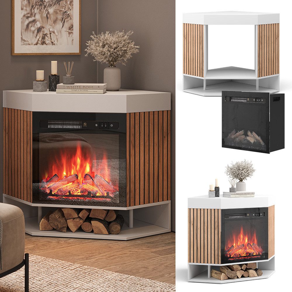 Vicco Kaminumbauschrank Lynea, Weiß, 100 cm günstig online kaufen