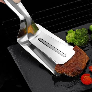 Lubgitsr Grillzange 3 Stk. Doppelseitige Schaufel-Clip, Multifunktions-Steak-Klemme