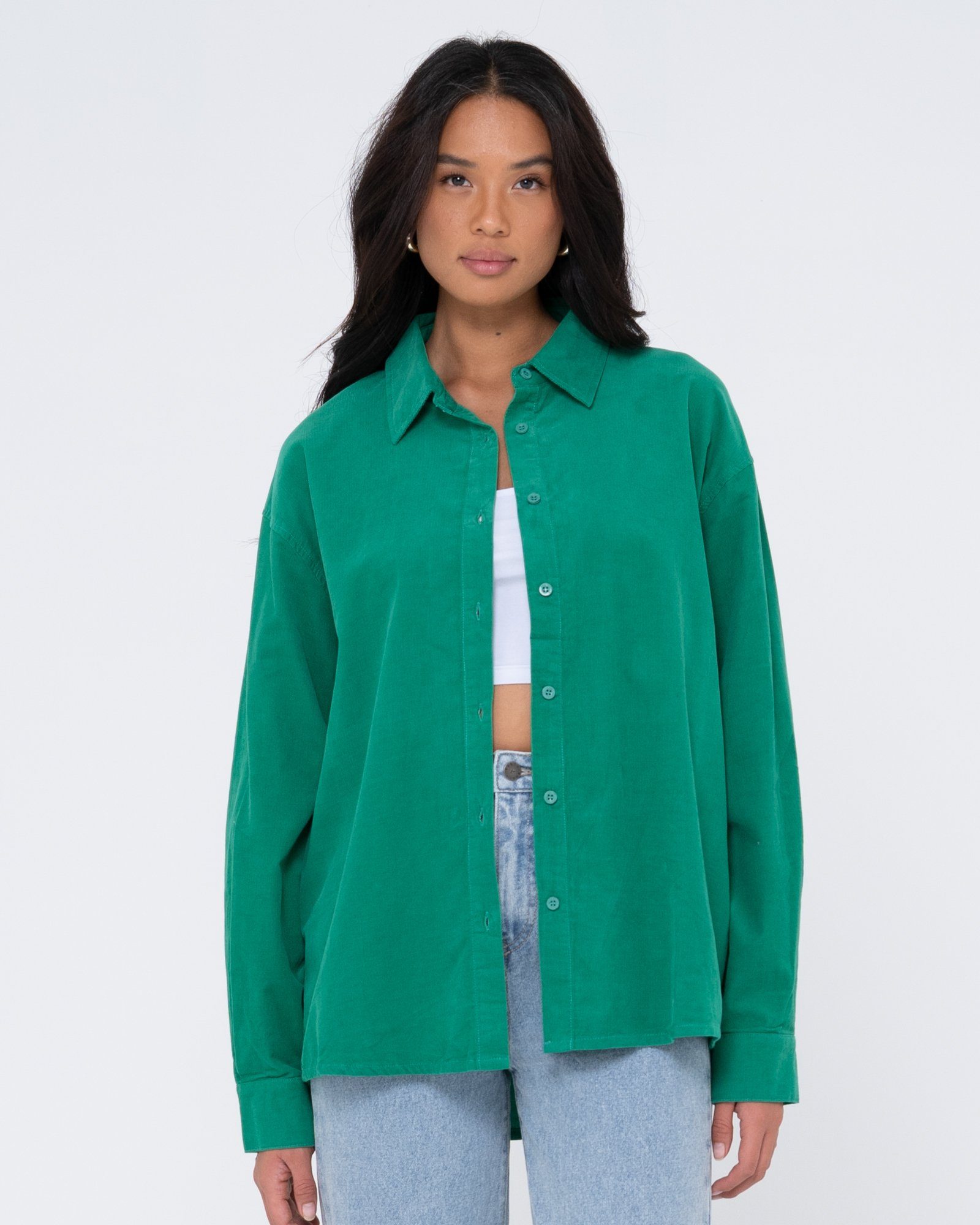 [Serviceverkauf läuft!] Rusty Blusentop TAMMY CORD SHIRT Emerald