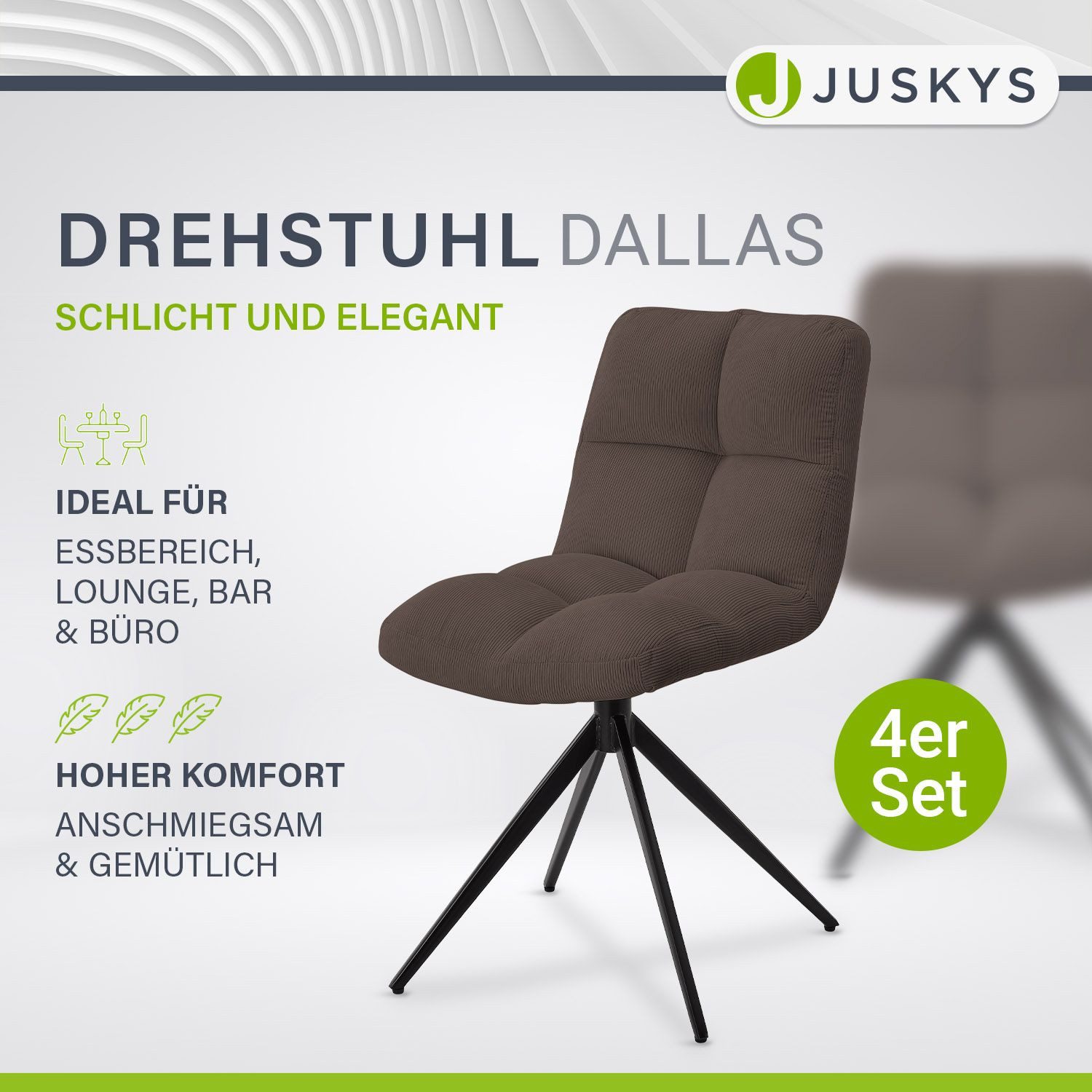 Juskys Esszimmerstuhl Dallas (4 St), 4er günstig online kaufen