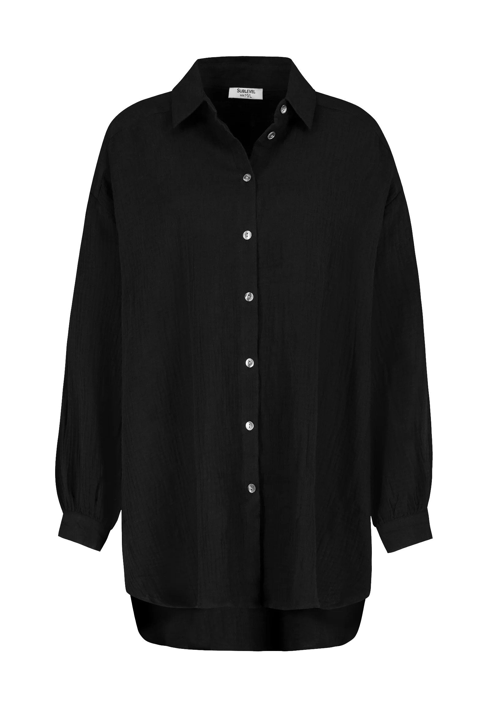 SUBLEVEL Blusenshirt Leinenhemd mit Knopfleiste und günstig online kaufen