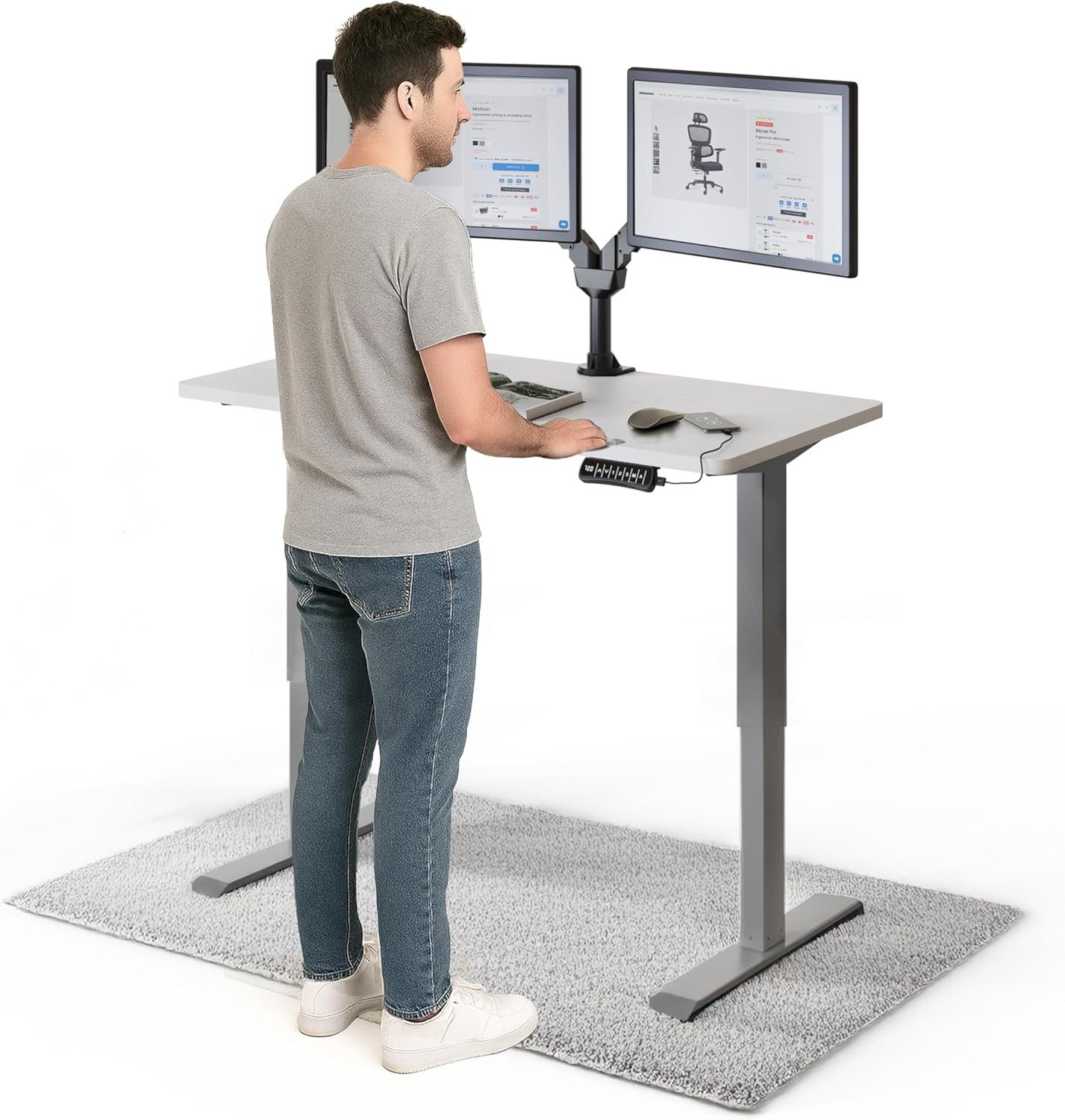 DESKSPACE Schreibtisch Pro Elektrisch höhenverstellbarer Schreibtisch - inklusive Tischplatte (Komplettset inkl. Tischplatte und Gestell), Ergonomischer Stehpult mit Memory Funktion & Kollisionsschutz