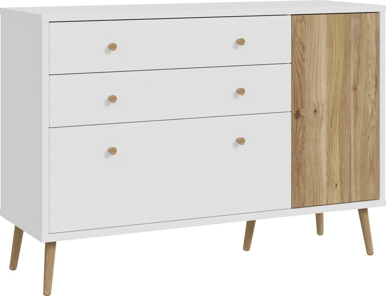 FORTE Sideboard Harllson EasyKlix by Forte, die neue geniale Art Möbel aufzubauen Weiß/Mauvella Eiche