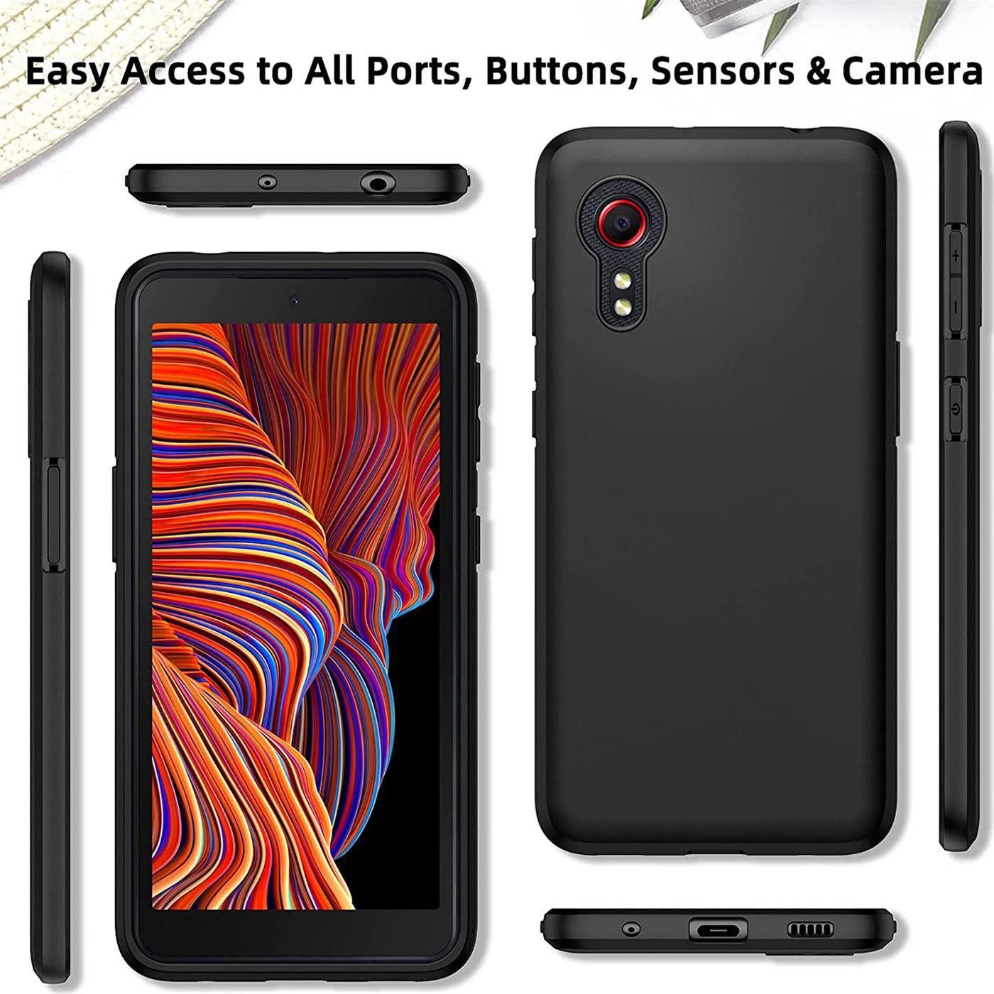 CoolGadget Handyhülle Schwarz als 2in1 Schutz Cover Set für das Samsung Galaxy XCover 5 5,3 Zoll, 2x Glas Display Schutz Folie + 1x TPU Case Hülle für Galaxy XCover 5