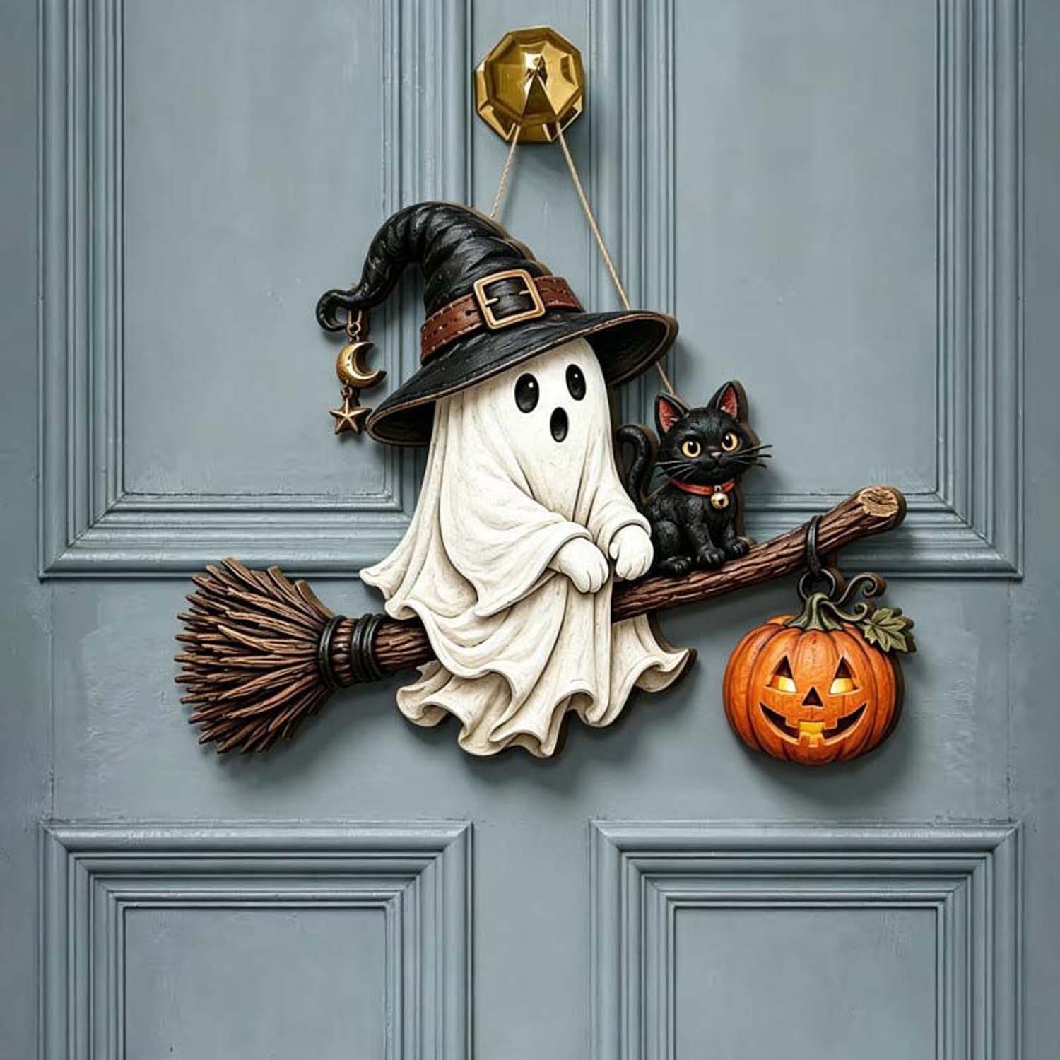 Bomiclss Hängedekoration Geistergruß Türschild, Niedliches Halloween Geister Schild, Halloween – Bild 3 von 5
