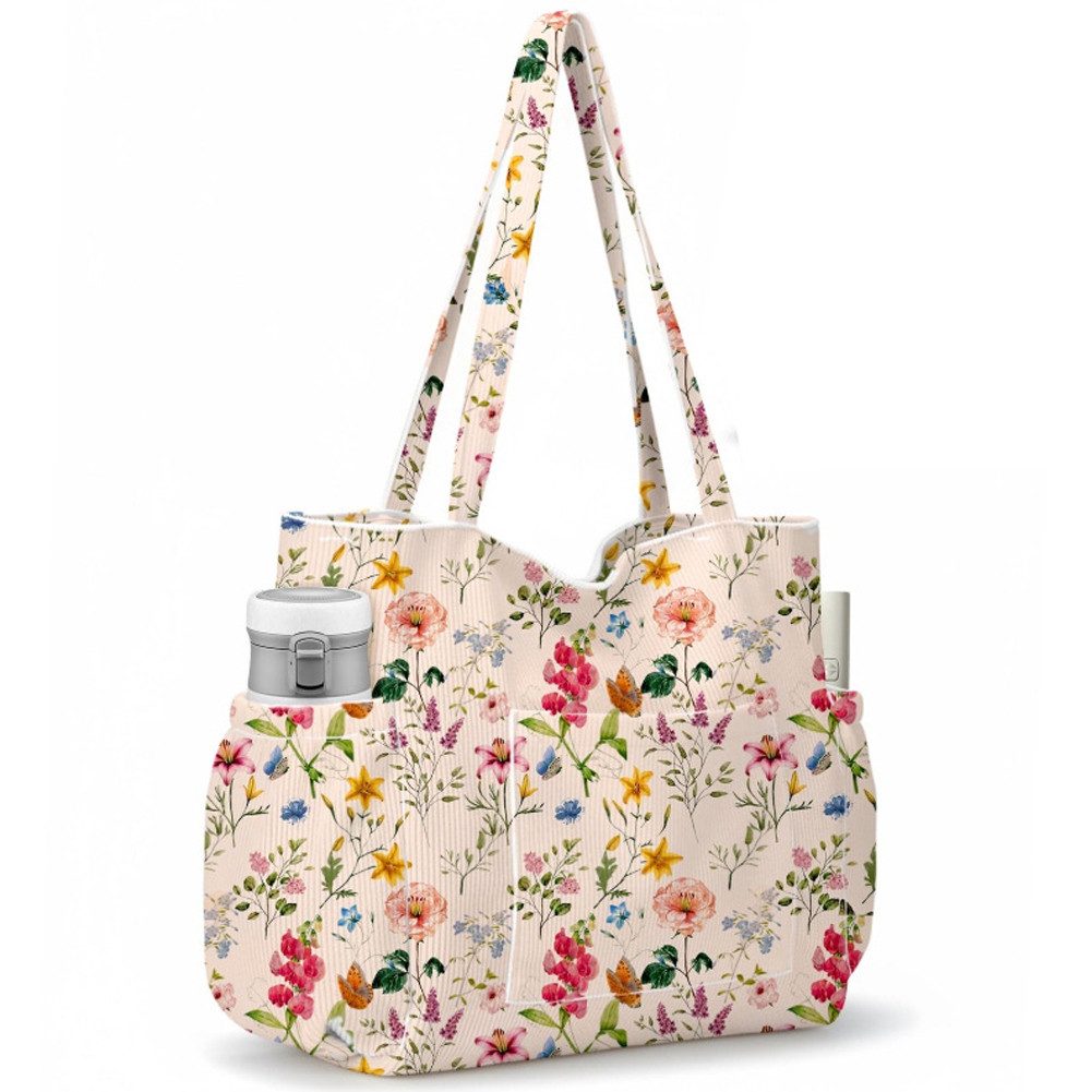 Zaewry Umhängetasche Cord-Shopper für Damen, Schultertasche, stylische Tragetasche, mit 6 Fächern – Umhängetasche für Arbeit, Reisen & Fitnessstudio
