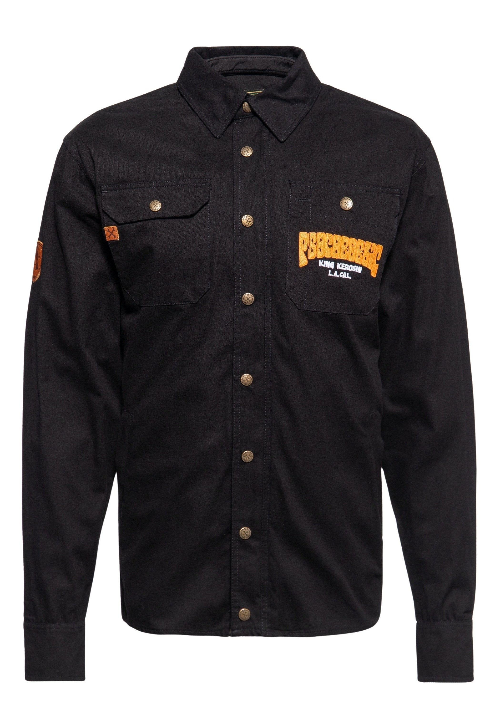 KingKerosin Kurzarmhemd K.K. Adventure Gear - Psychedelic Custom Chopper mit herausnehmbarem Softshell-Innenfutter