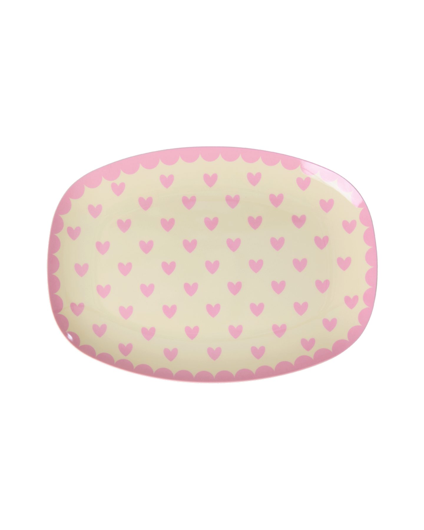 rice Teller Rice Melamin Teller Rechteckig - Herz Print Rosa 23 x 16,5 cm, (1 St)