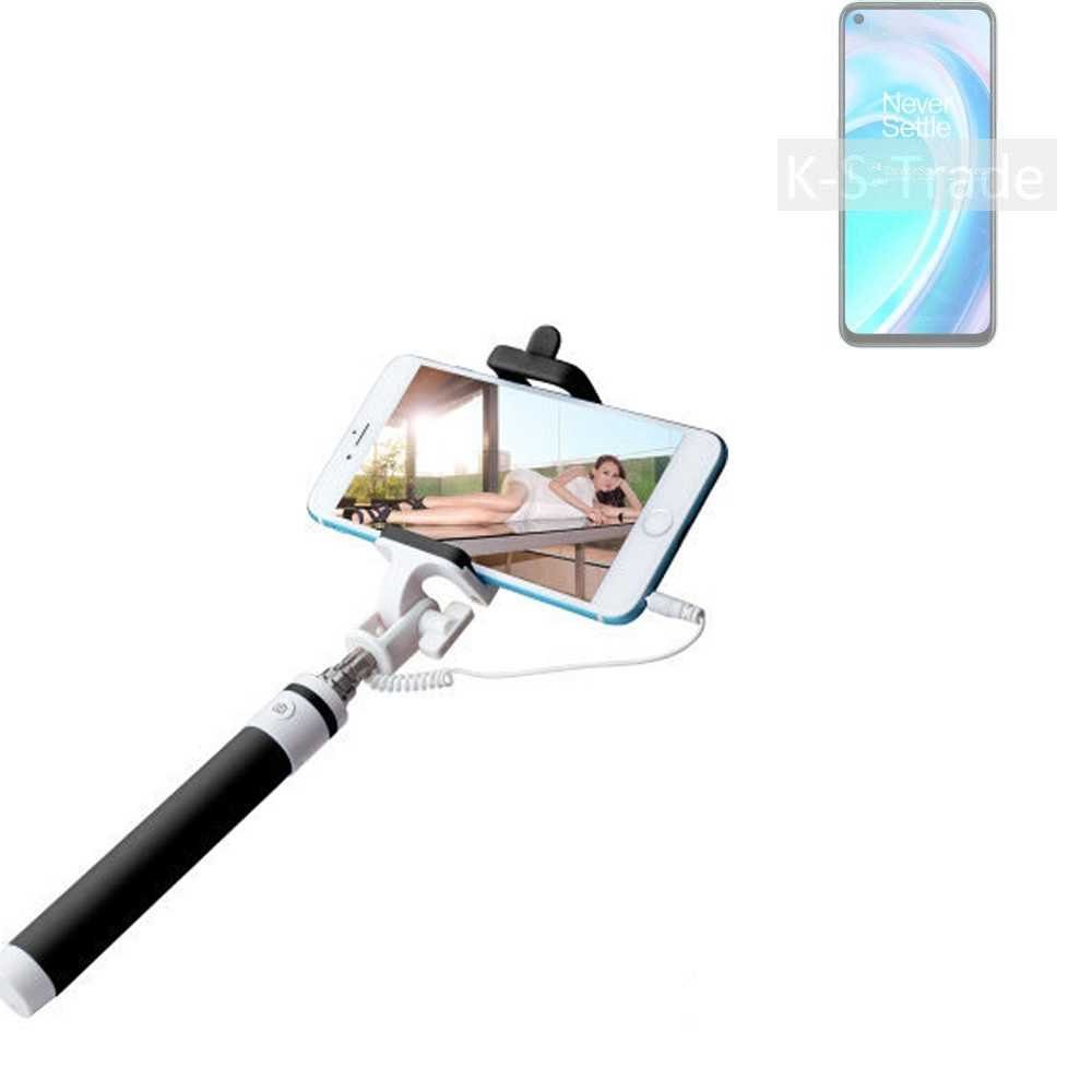 K-S-Trade Smartphone-Halterung, (Selfie Stick kompatibel mit OnePlus Nord  CE 2 Lite 5G Selfiestick kabelgebunden Monopod mit Kabel Stab Stange  Selfportrait Handheldstick schwarz 1x)