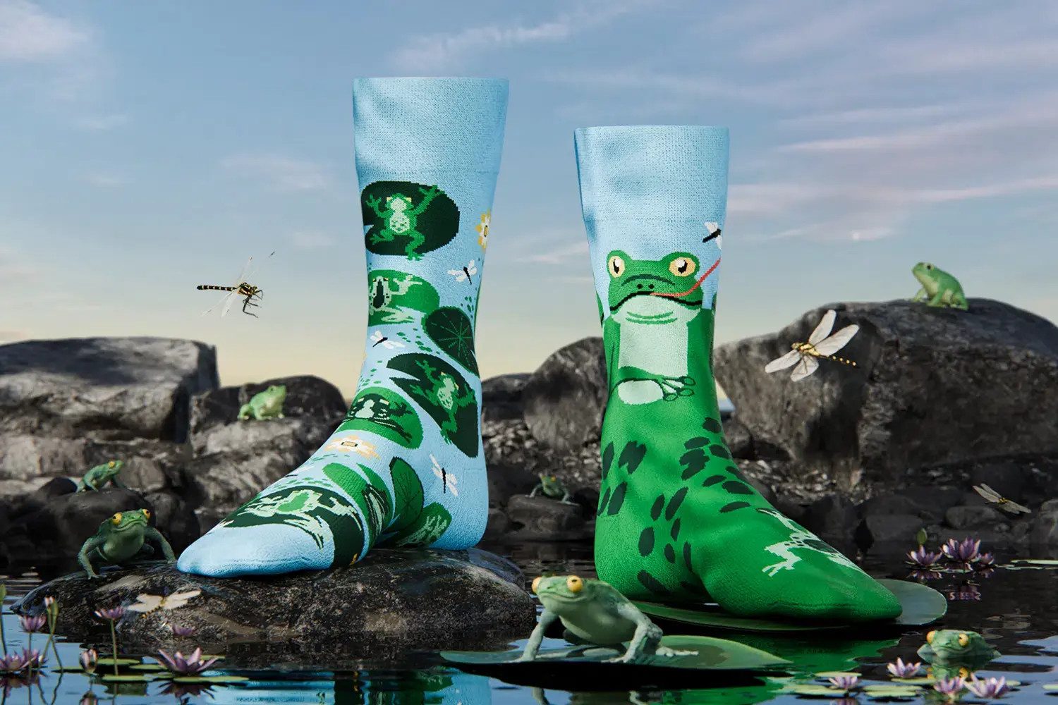 Many Mornings Freizeitsocken Many Mornings Socken Froggy Frog (1 Paar, 1-Paar, 1 Paar) immer ein dismatching Paar