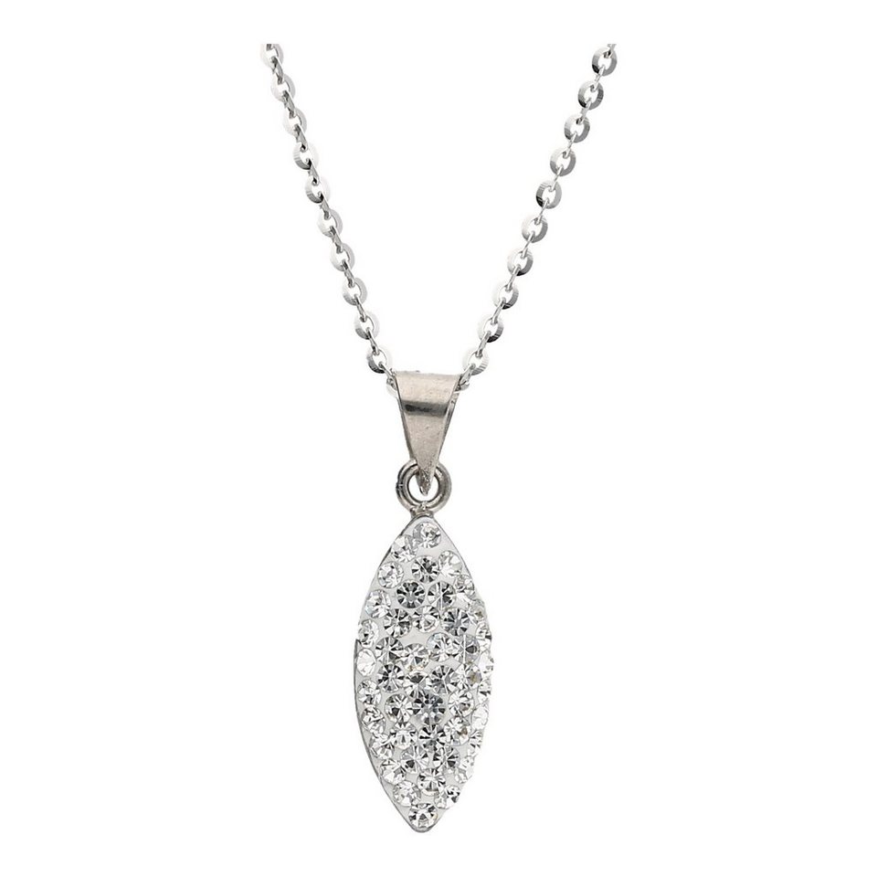 Smart Jewel Kette mit Anhänger navetteförmig, mit Kristallsteinen, Silber  925
