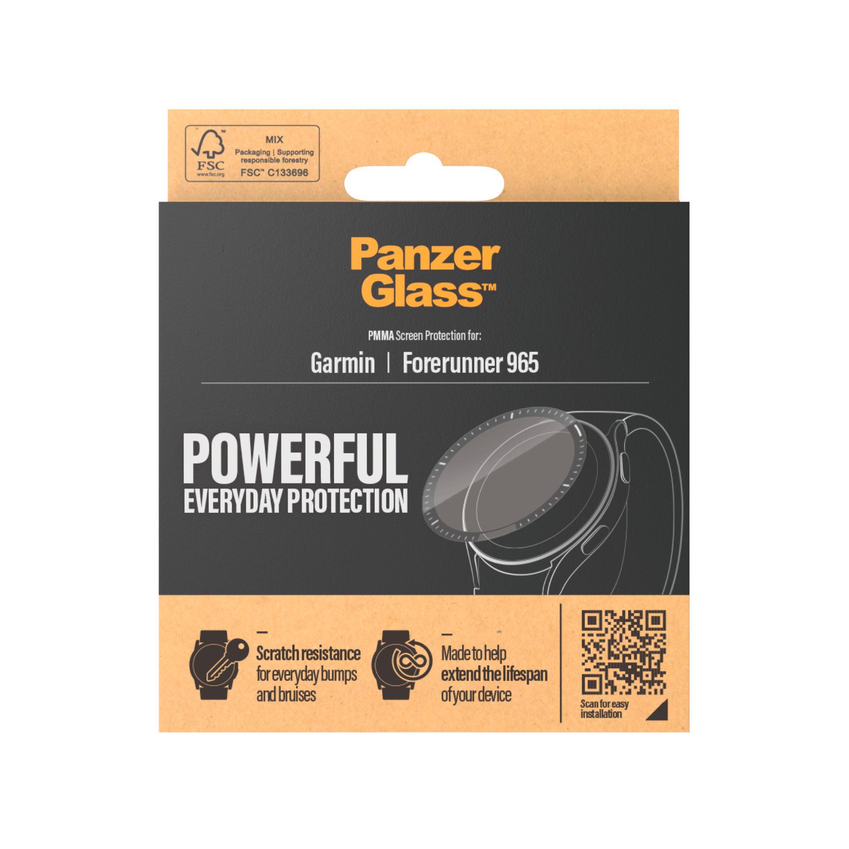PanzerGlass Screen Protector Glass für Garmin Forerunner 965, Displayschutzglas, Displayschutzfolie, Schutzfolie, Bildschirmschutz, kratz- & stoßfest