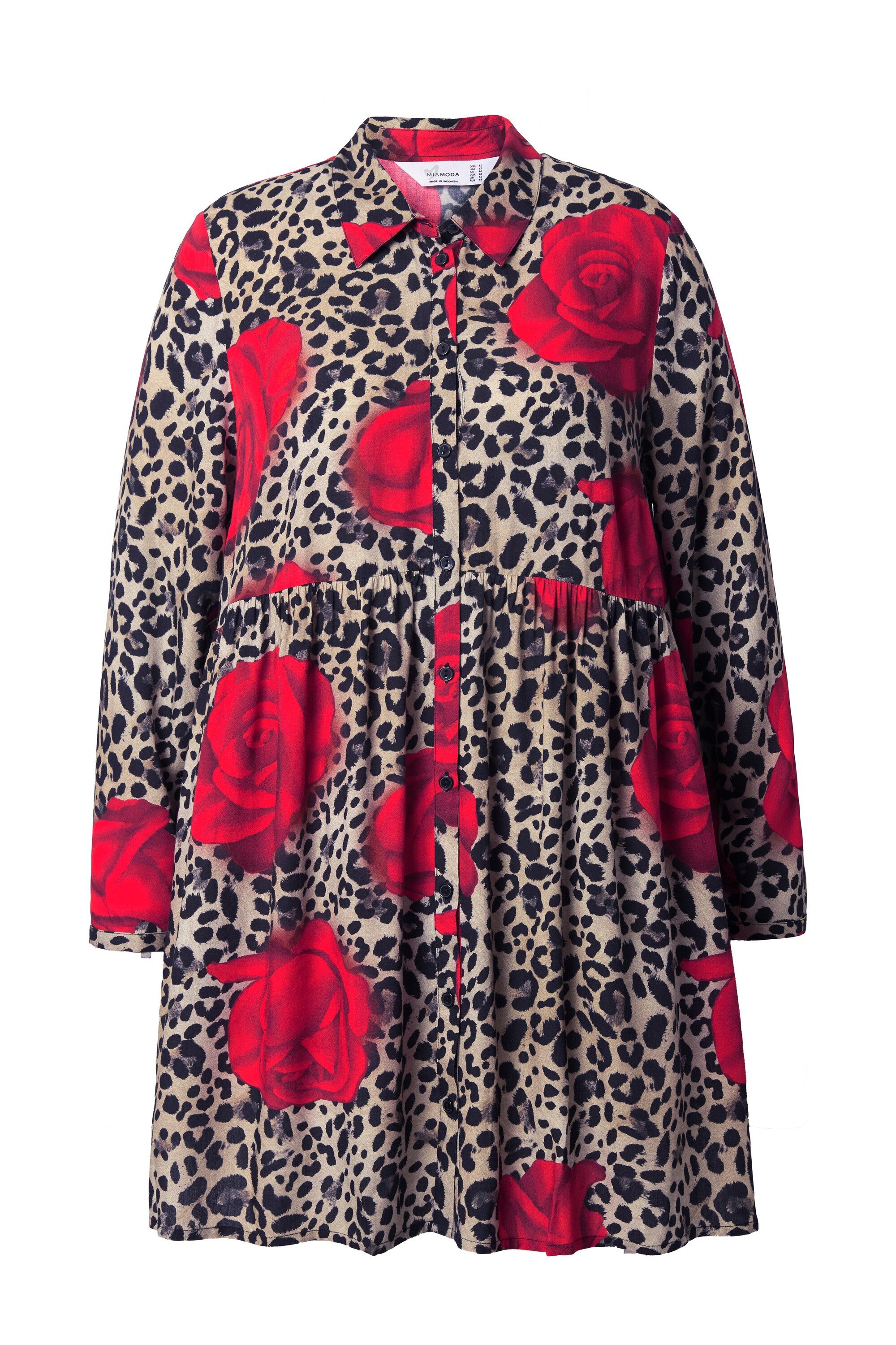 MIAMODA Hemdbluse Bluse A-Linie Leo/-Rosen-Muster Langarm günstig online kaufen