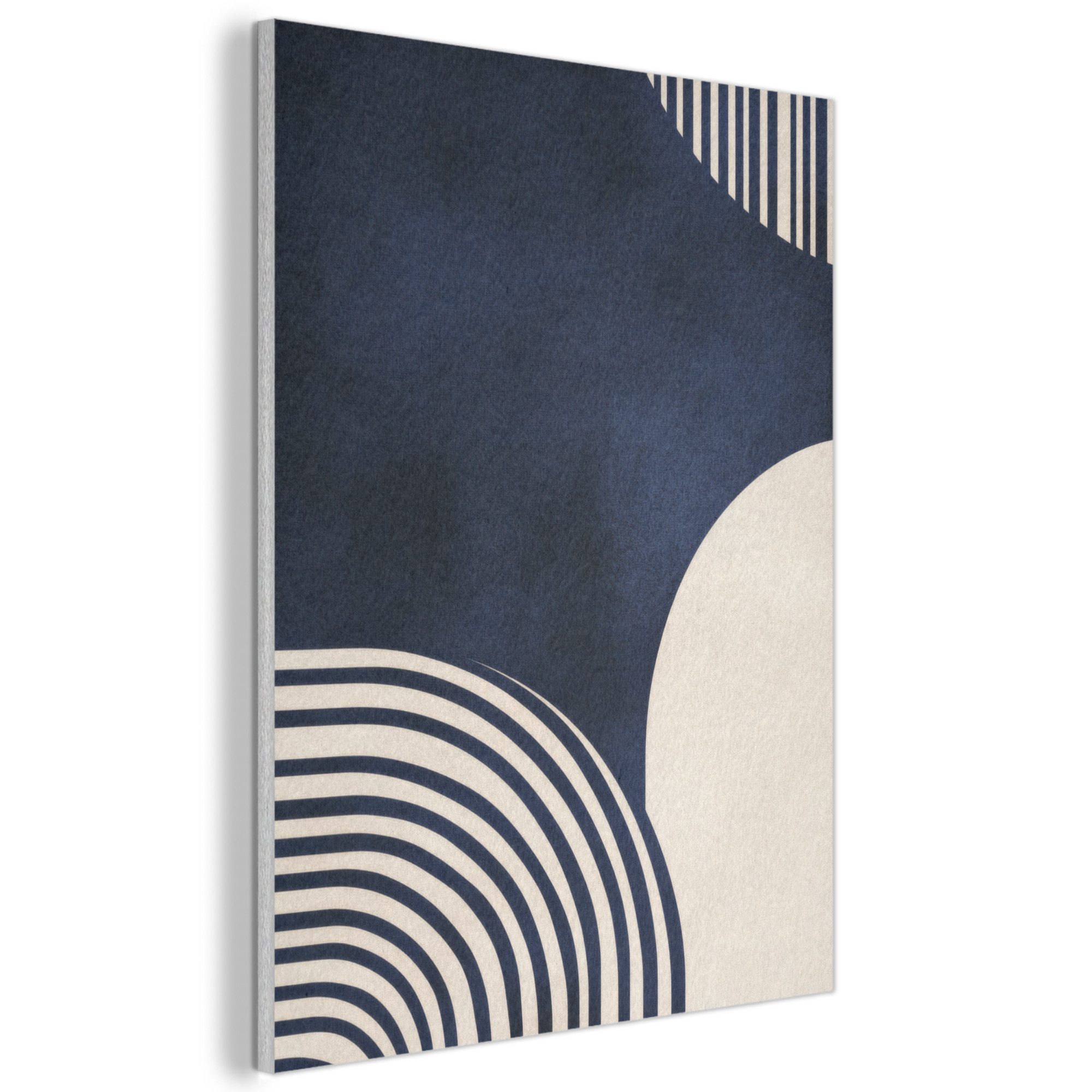 MuchoWow Gemälde Dunkelblau - Abstrakt - Linien, Fotodruck (1 St), Akustikpaneele, Wandpaneele, Schalldämmung, Akustikbilder 30x40 cm