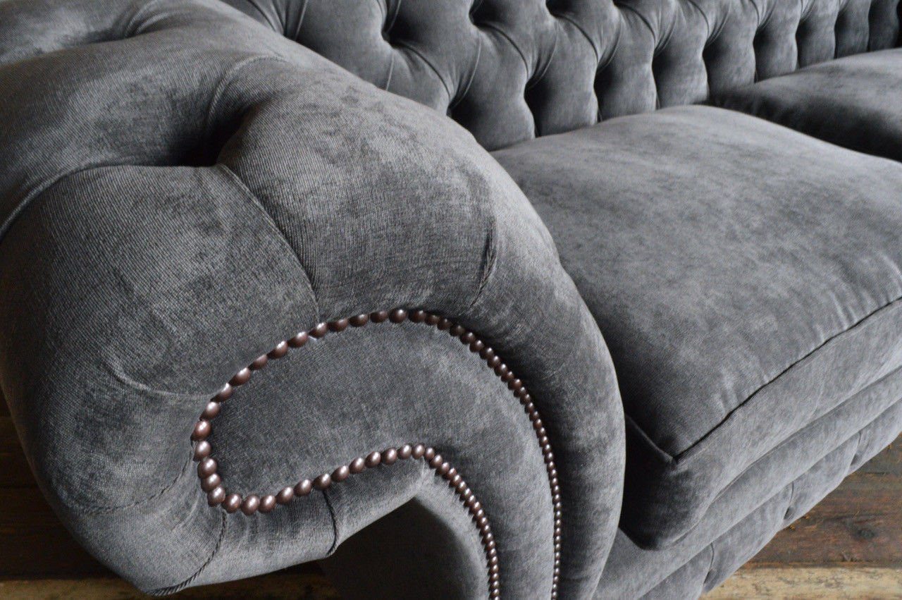 Sofa Textil Europe 1069, Chesterfield 3-Sitzer in Luxus Polster Design Couch Made JVmoebel Klass