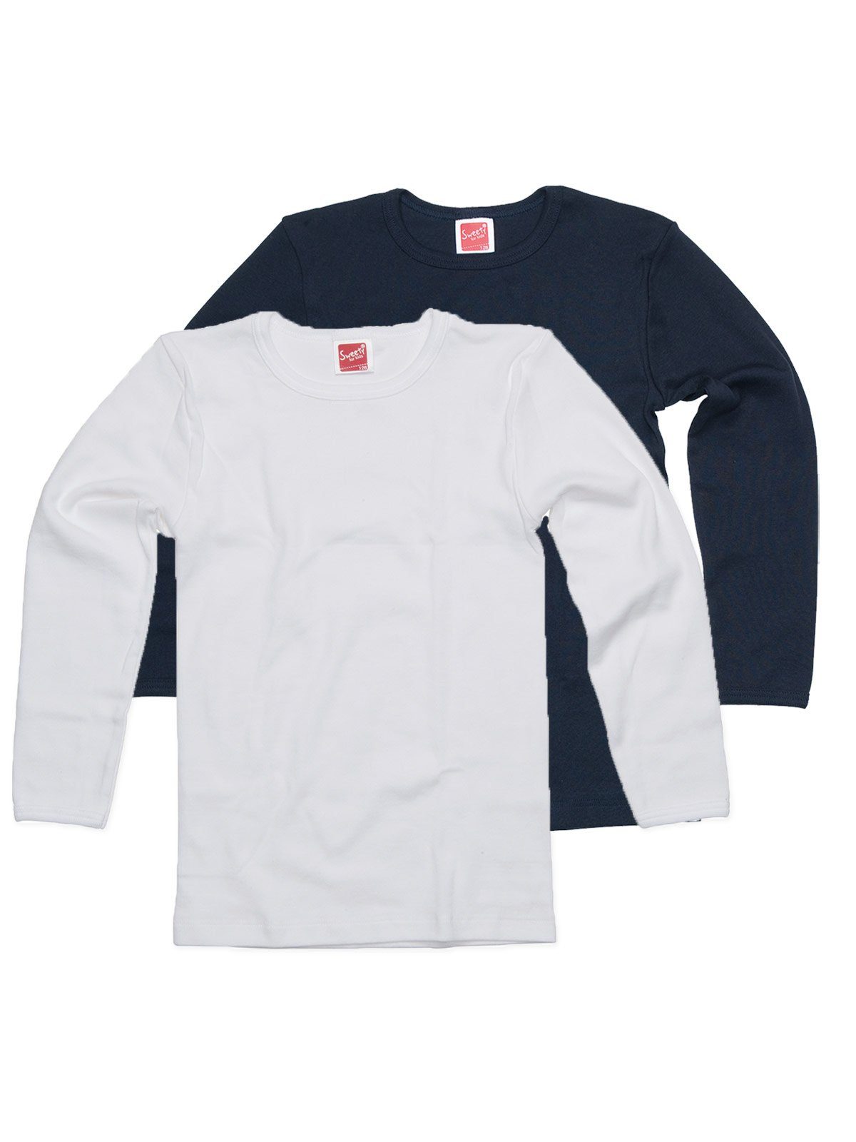 Sweety for Kids Achselhemd 2er Sparpack Kinder Shirt Winterwäsche (Spar-Set, 2-St) hohe Markenqualität navy weiss