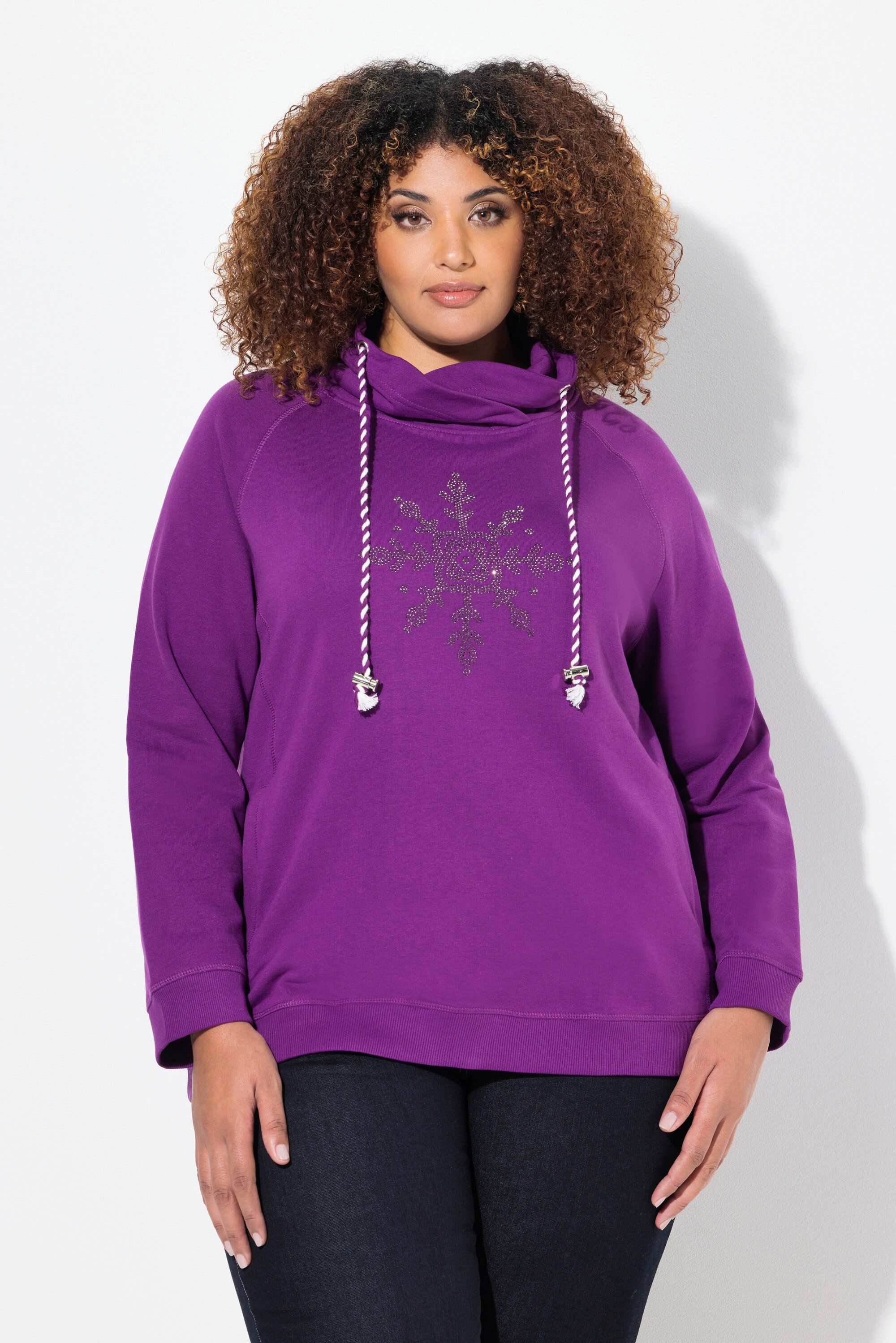 Ulla Popken Sweatshirt Sweatshirt Eisstern Stehkragen Taschen Langarm