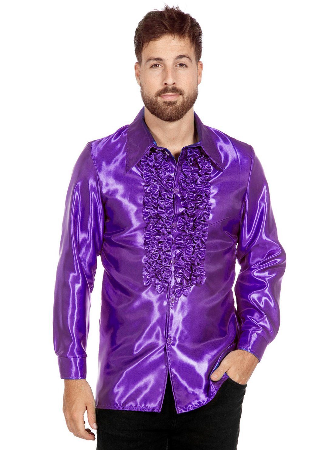 Kostüm Satin Rüschenhemd lila